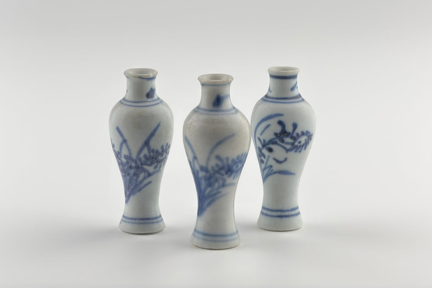 Three Blue and White Miniature Vases, C 1725, Qing Dynasty, Yongzheng Era