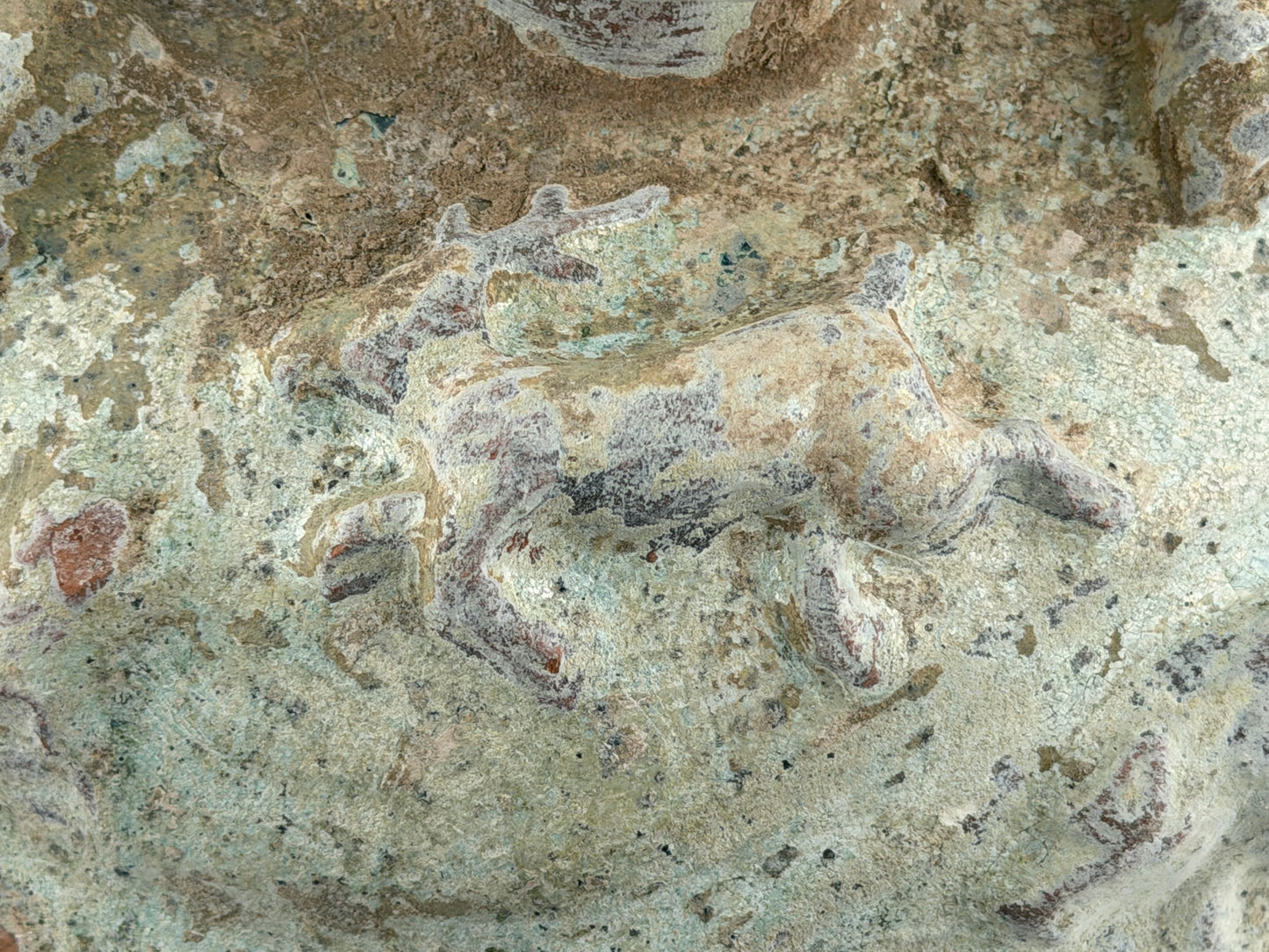 Green-Glazed Pottery High-Footed Bowl with Animal Reliefs, Han Dynasty