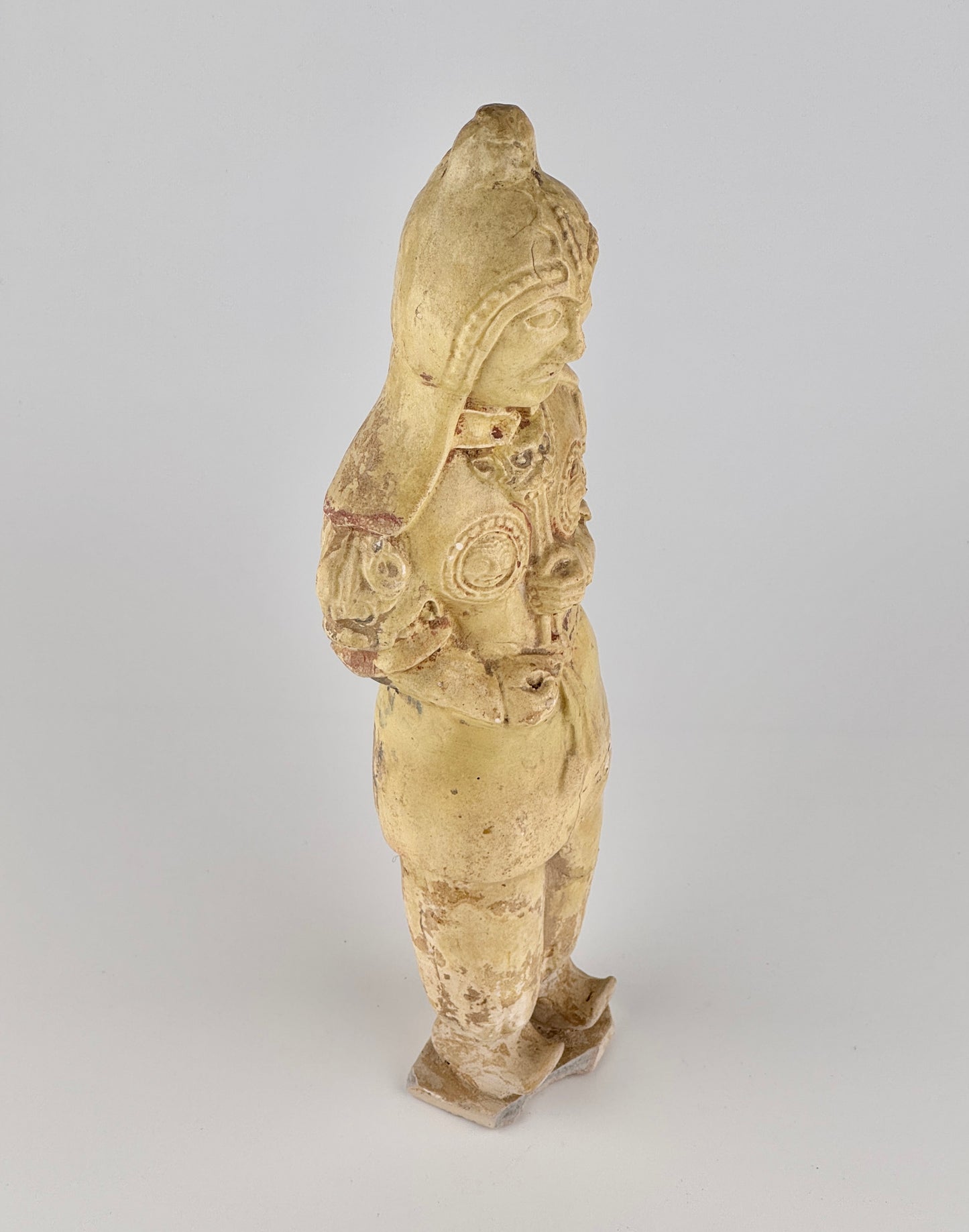 Large Straw Glazed Pottery Figure of a Solider, Sui to Tang Dynasty