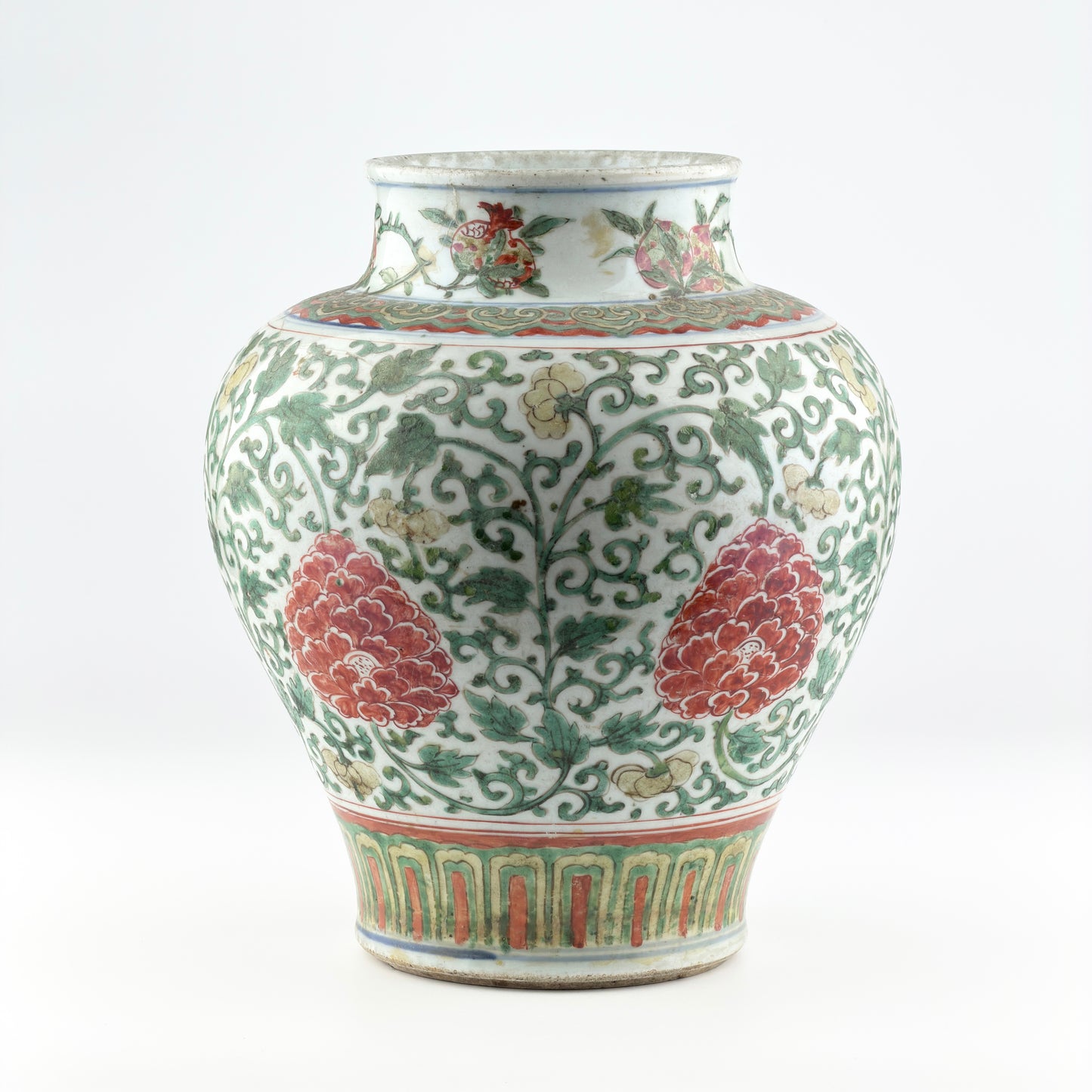 A Wucai 'Peony' Vase Transitional Period, 17th century, Transitional period(Ming Dynasty)