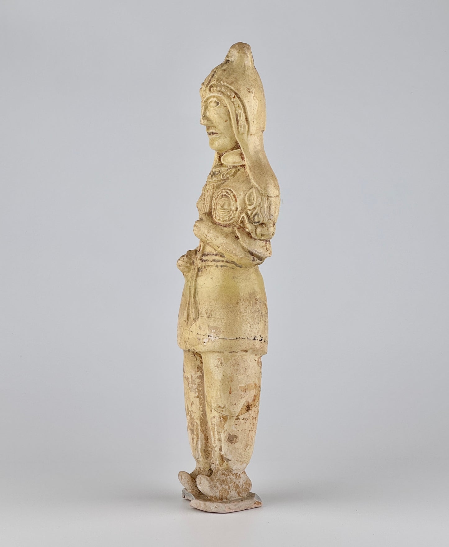 Large Straw Glazed Pottery Figure of a Solider, Sui to Tang Dynasty