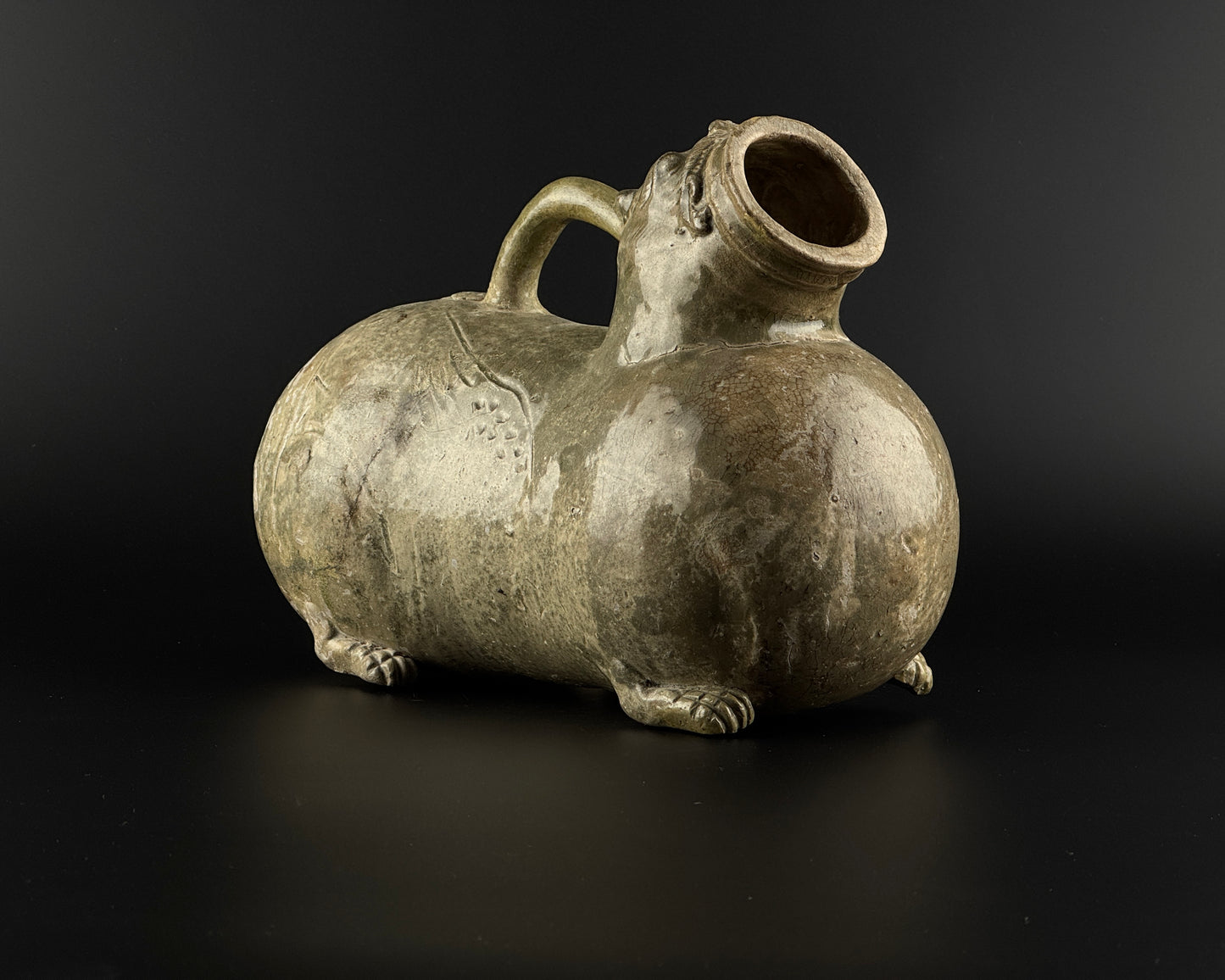 Rare Yue Celadon-Glazed Figural Vessel, Western Jin dynasty (265-420)