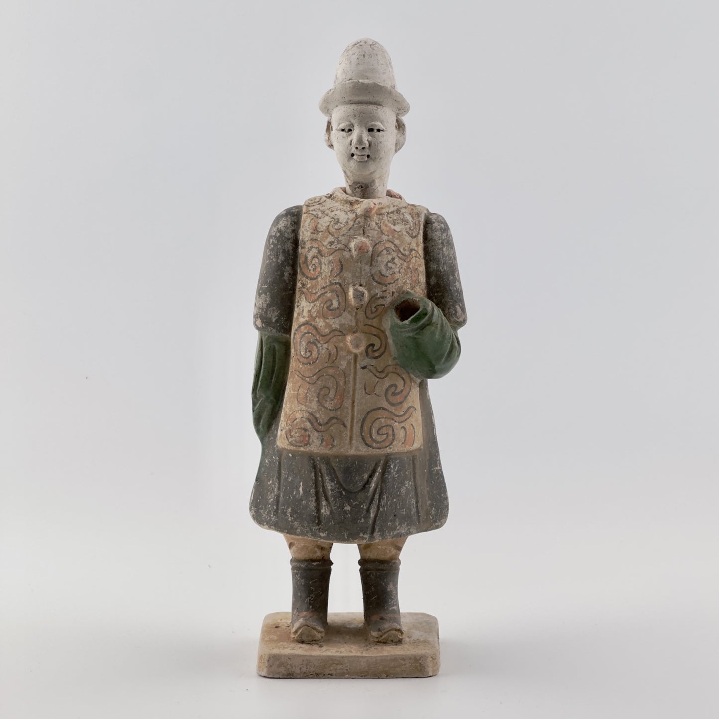 Rare Figure of an Attendant Wearing Swirling Pattern Vest, Ming Dynasty(1368-1644)