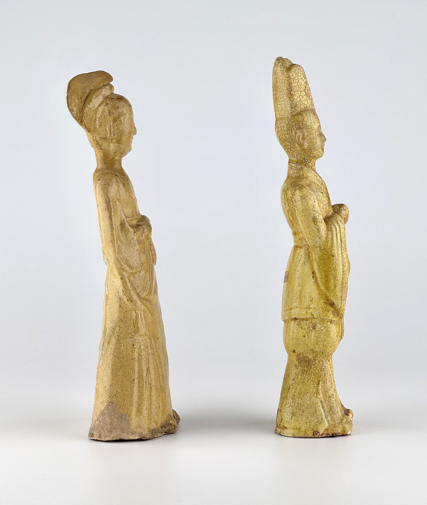 Two Straw-Glazed Pottery Figures of Court, Sui-Tang dynasty