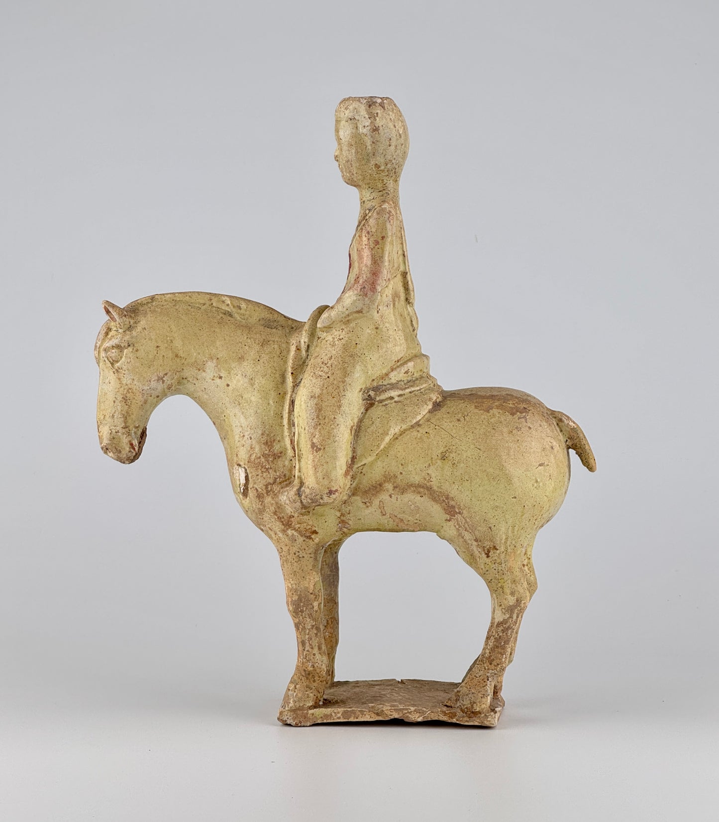 Straw-Glazed Pottery Figure of a man on Horseback, Sui to Tang Dynasty