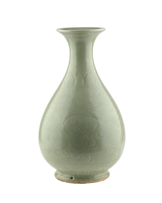 Large Carved Longquan Celadon Yuhuchunping, Ming Dynasty