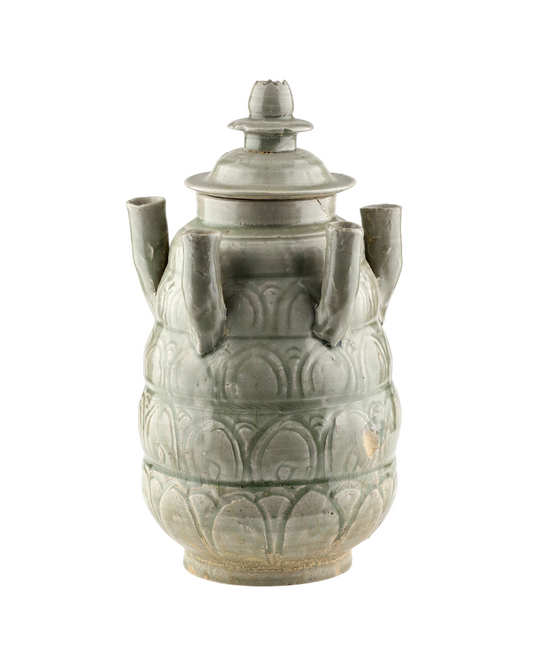 Longquan Celadon Five-Spouted Jar, Five Dynasties/Song Dynasty