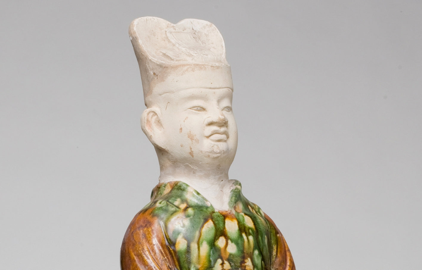 Large Sancai-Glazed Pottery Standing Official, Tang Dynasty