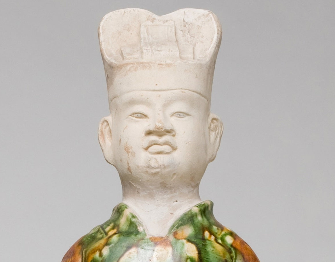 Large Sancai-Glazed Pottery Standing Official, Tang Dynasty