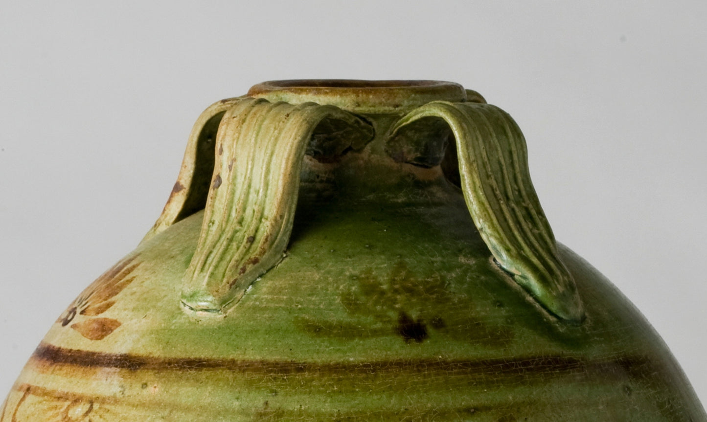 Green-glazed Pottery Amphora with Brown glazed Phoenix, Tang-Liao Dynasty