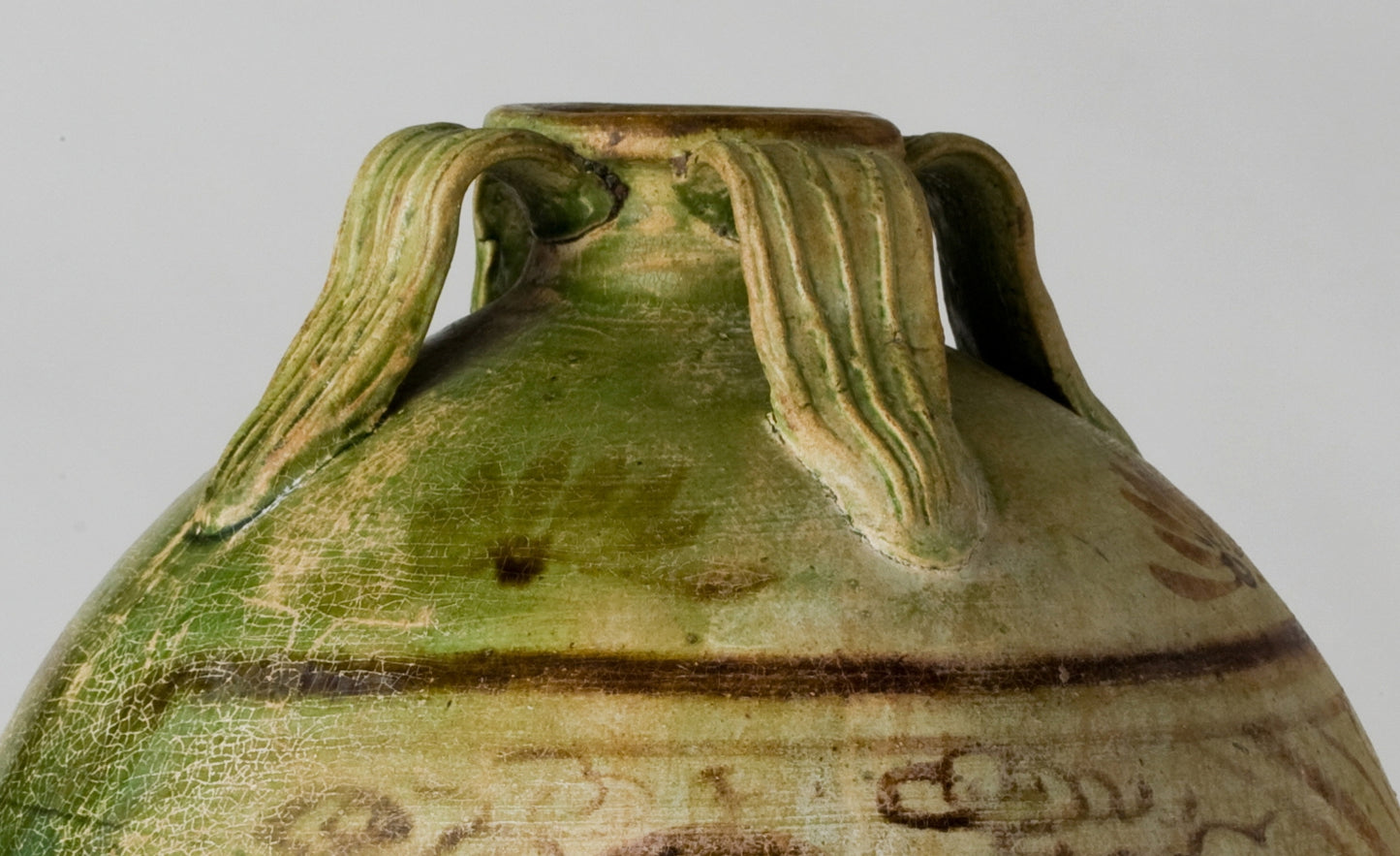 Green-glazed Pottery Amphora with Brown glazed Phoenix, Tang-Liao Dynasty