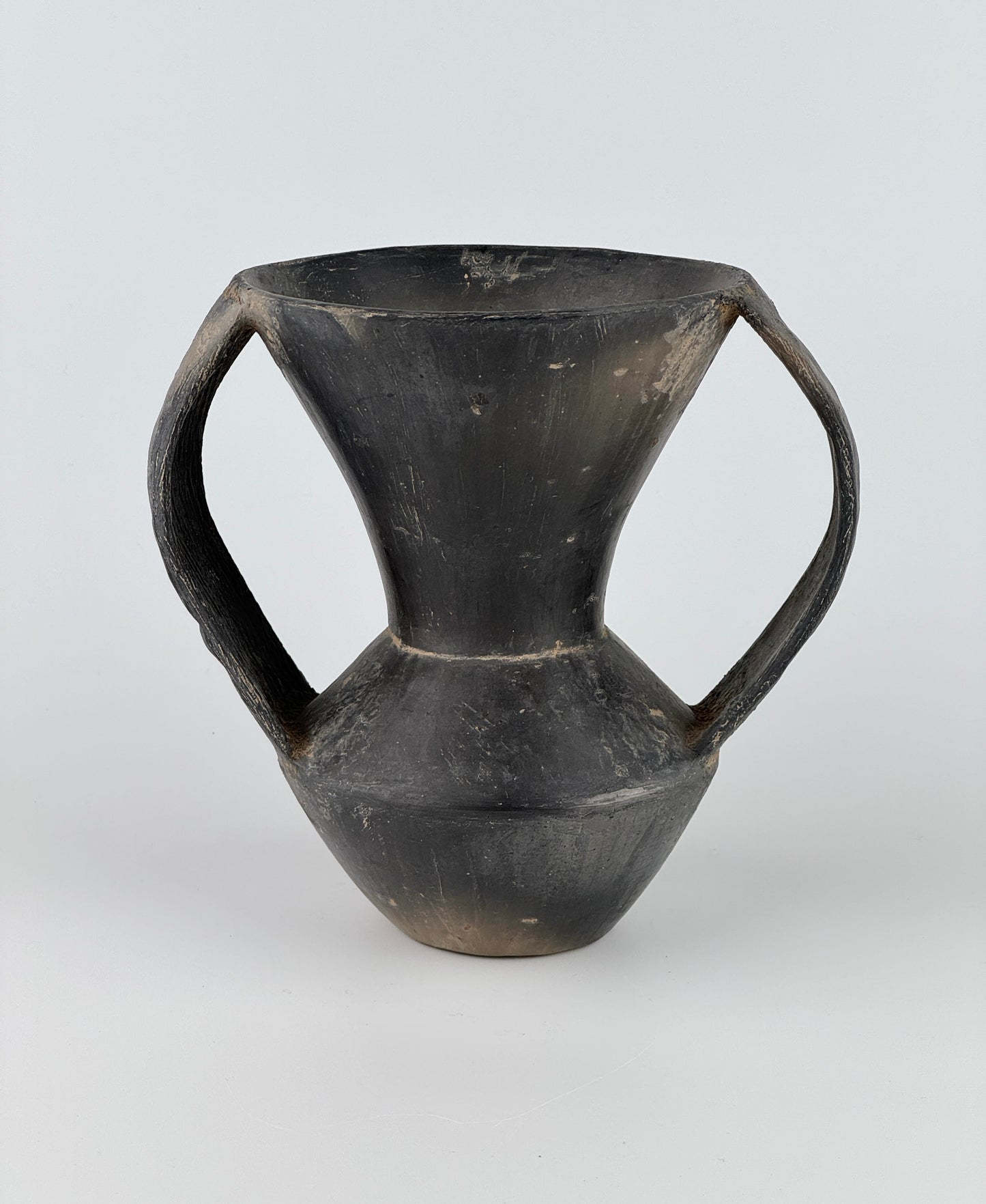 Double-handled Black Pottery Vessel
