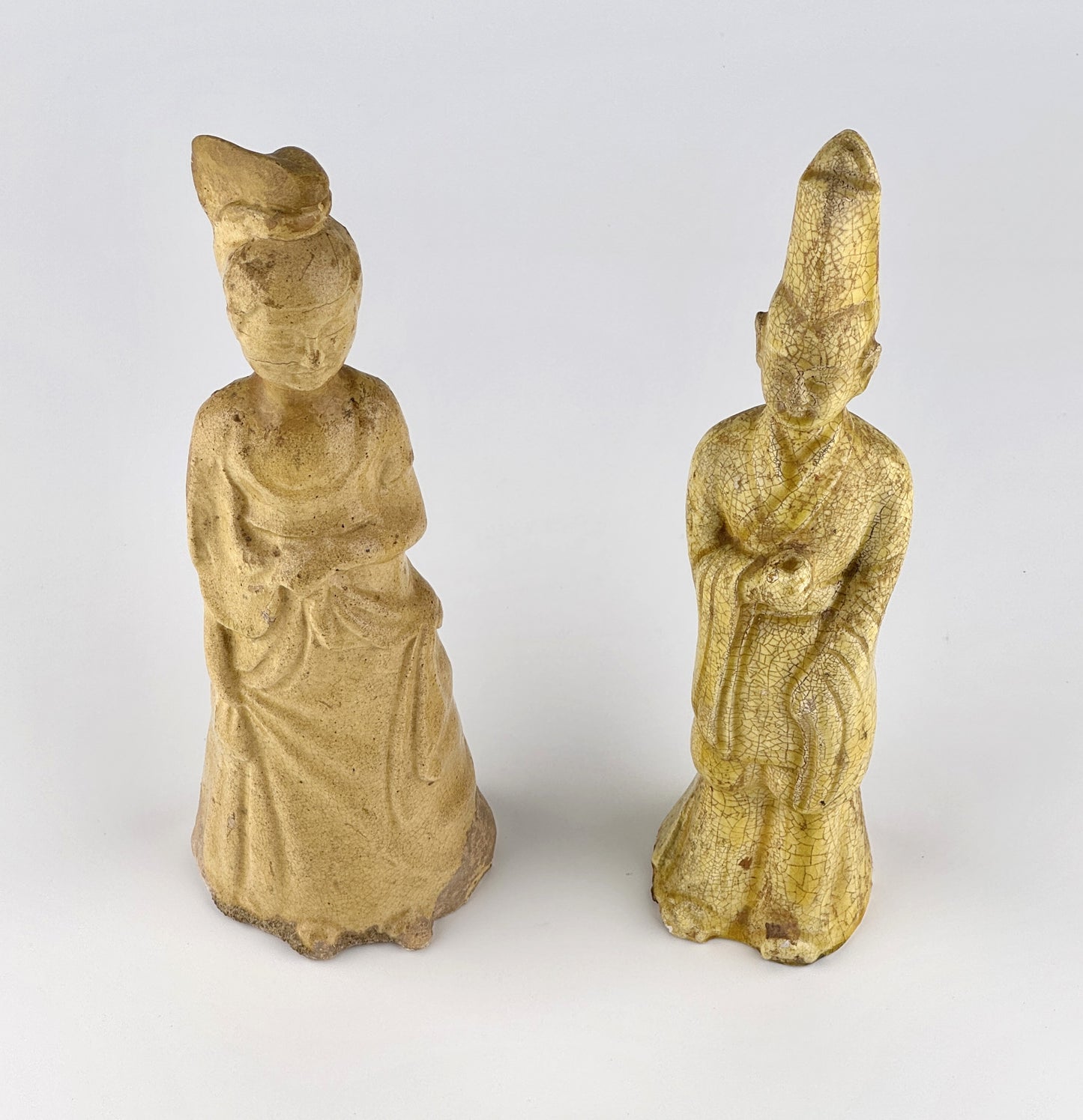 Two Straw-Glazed Pottery Figures of Court, Sui-Tang dynasty