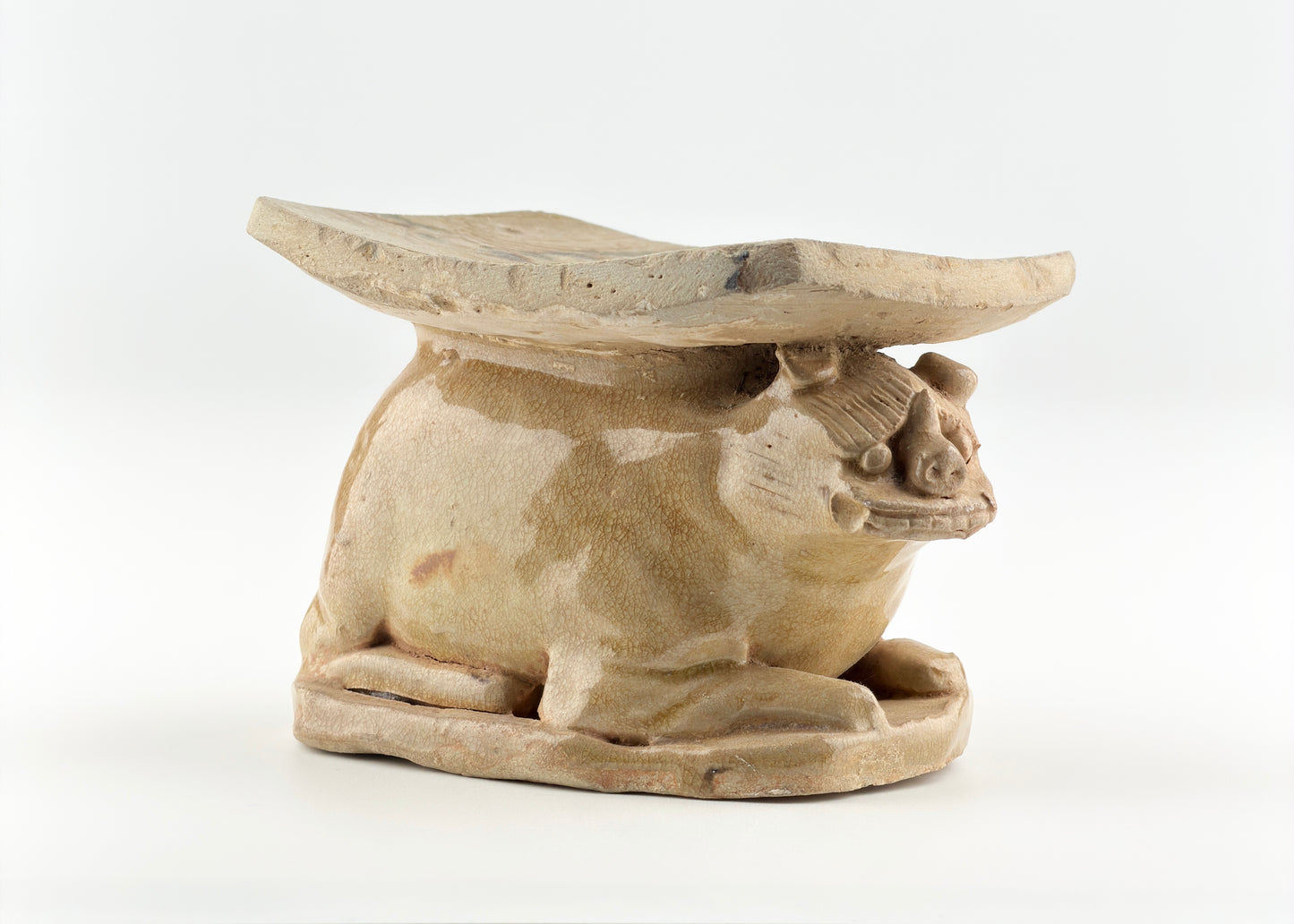 CHANGSHA WARE, RARE LION FIGURINE PILLOW, TANG DYNASTY