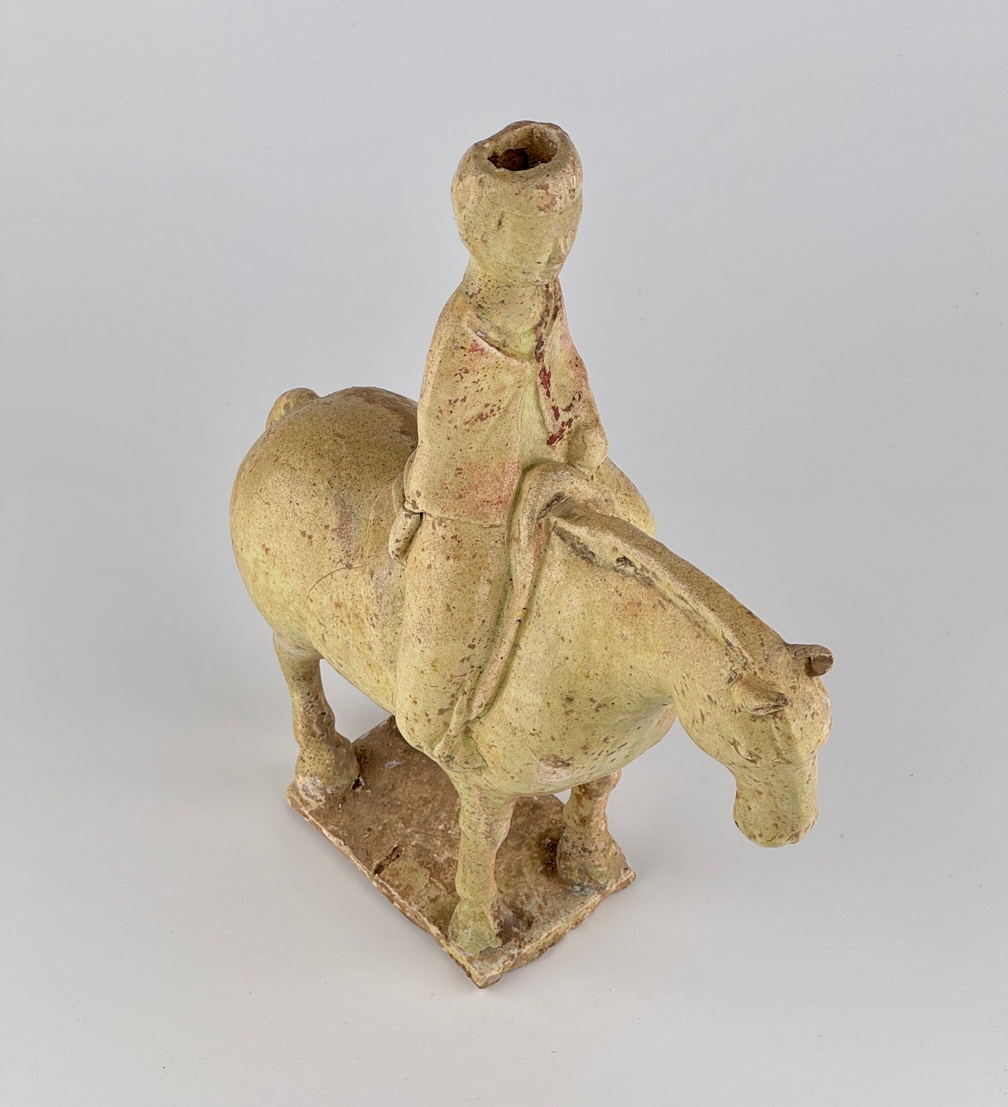 Straw-Glazed Pottery Figure of a man on Horseback, Sui to Tang Dynasty