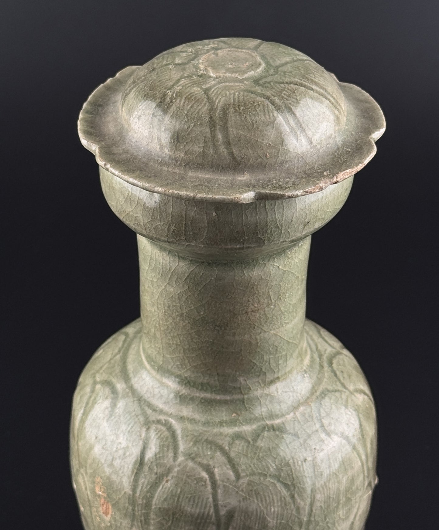 LONGQUAN CELADON 'LOTUS PETAL' JAR AND COVER, NORTHERN SONG DYNASTY(11th-12th century)