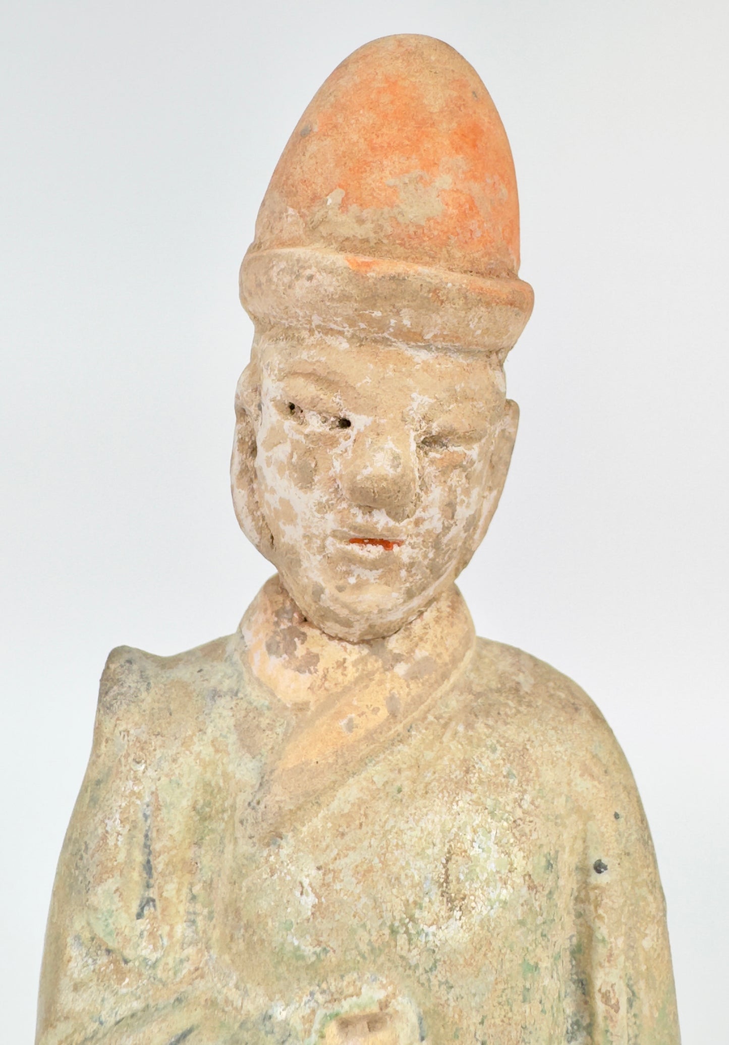 Standing Green Glazed Pottery Attendant Figure