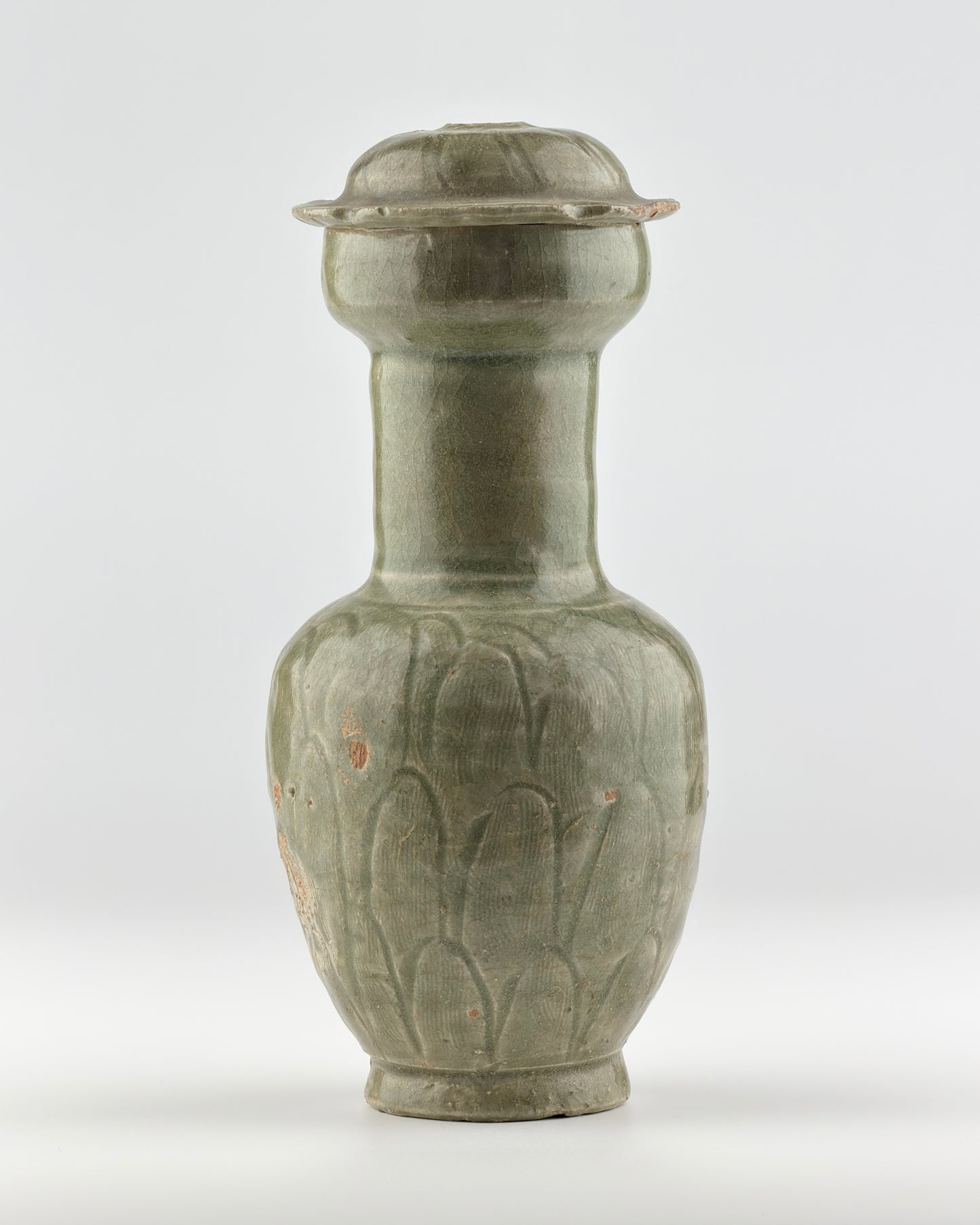 LONGQUAN CELADON 'LOTUS PETAL' JAR AND COVER, SUI-SONG DYNASTY