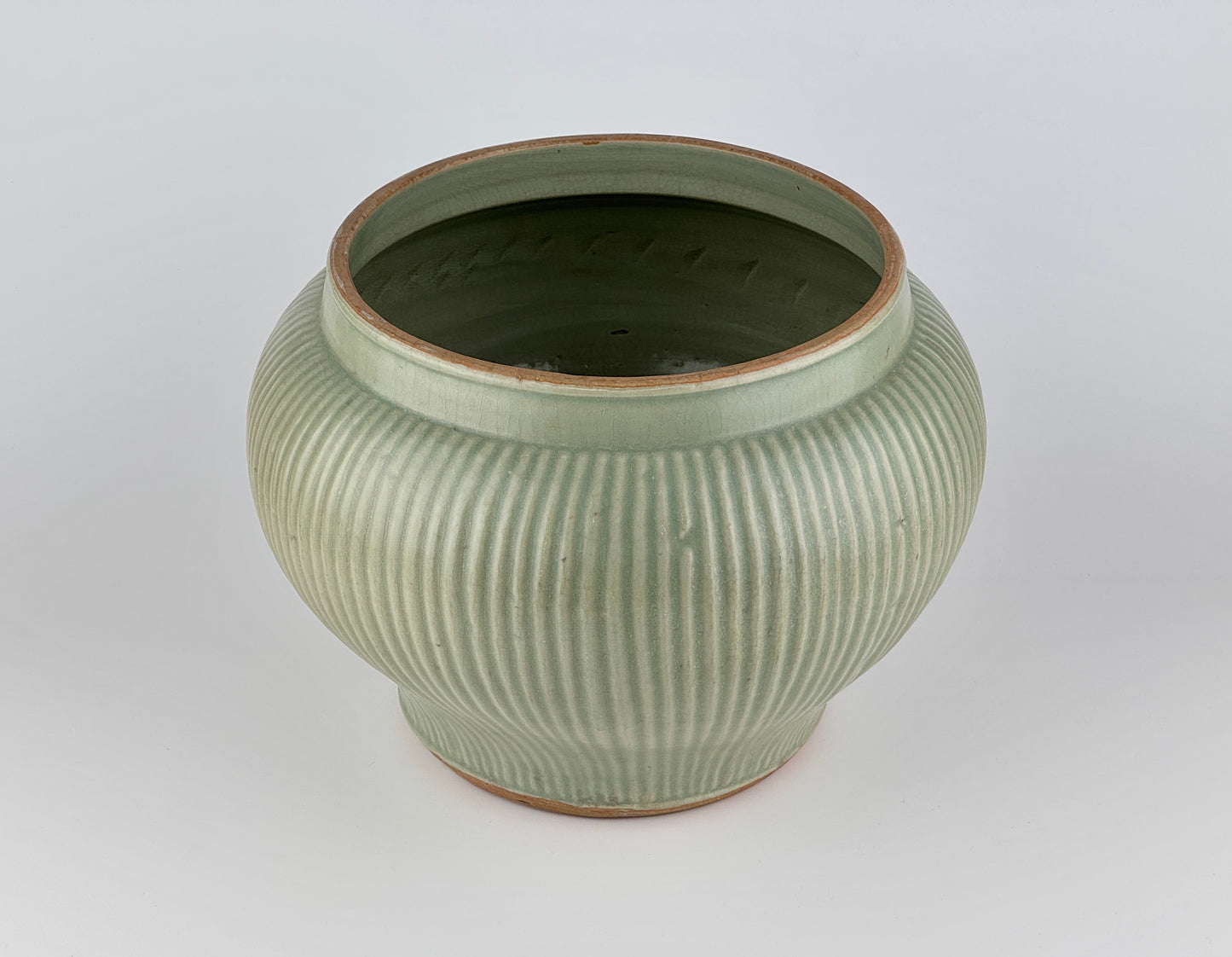 Rare Longquan Celadon 'Hundred Rib' Jar, Song Dynasty