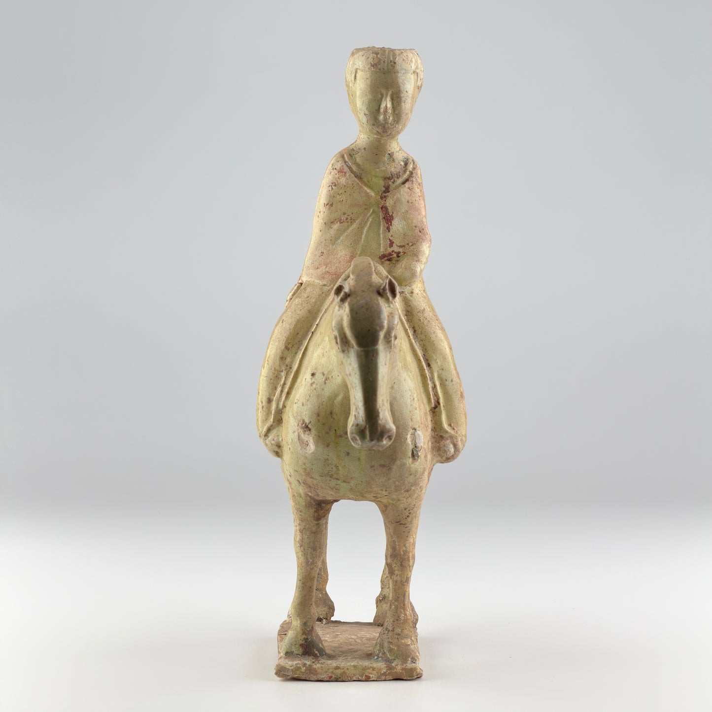 Straw-Glazed Pottery Figure of a man on Horseback, Sui to Tang Dynasty