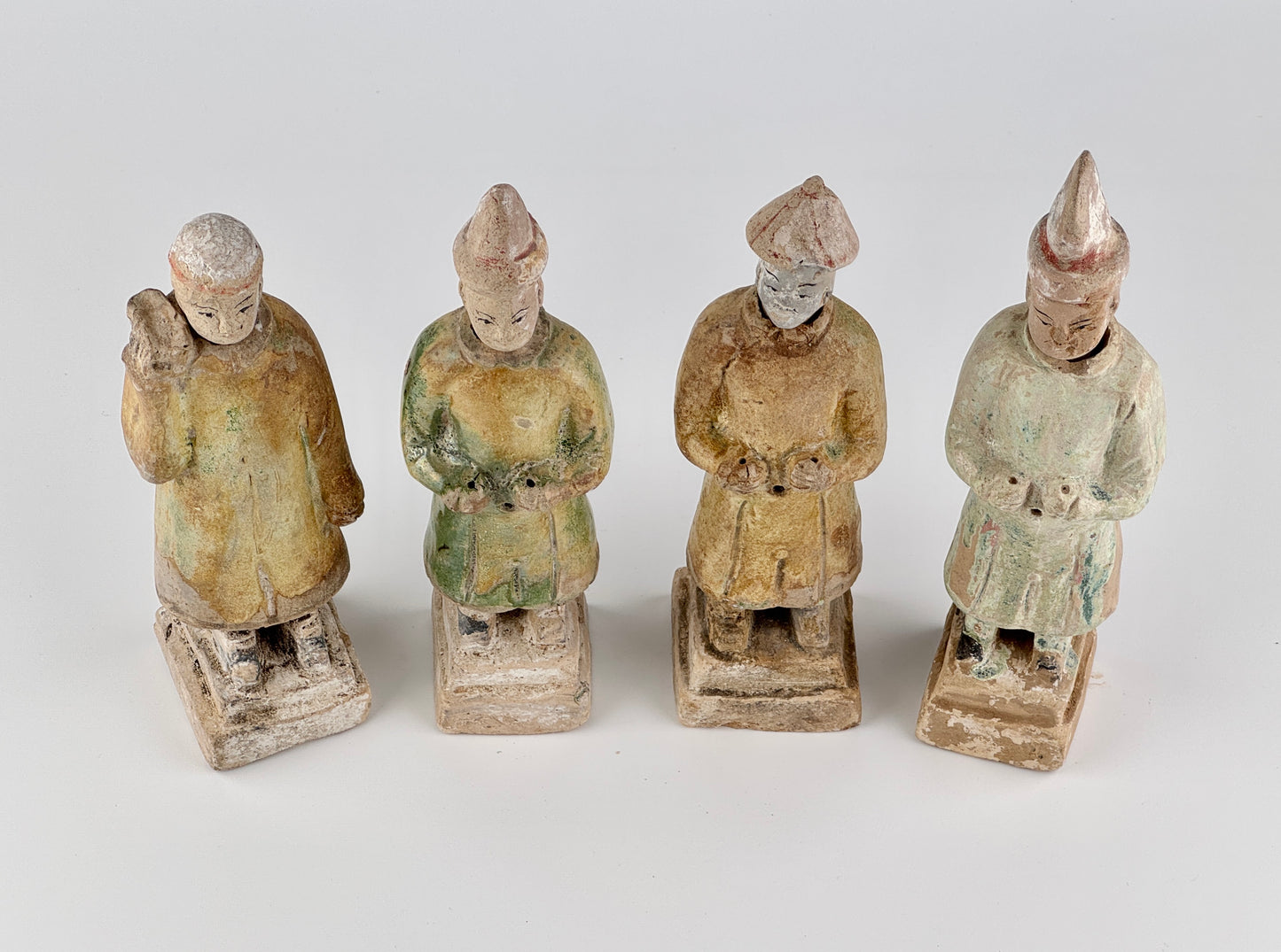 Standing Green Glazed Pottery Attendant Figures, Ming Period