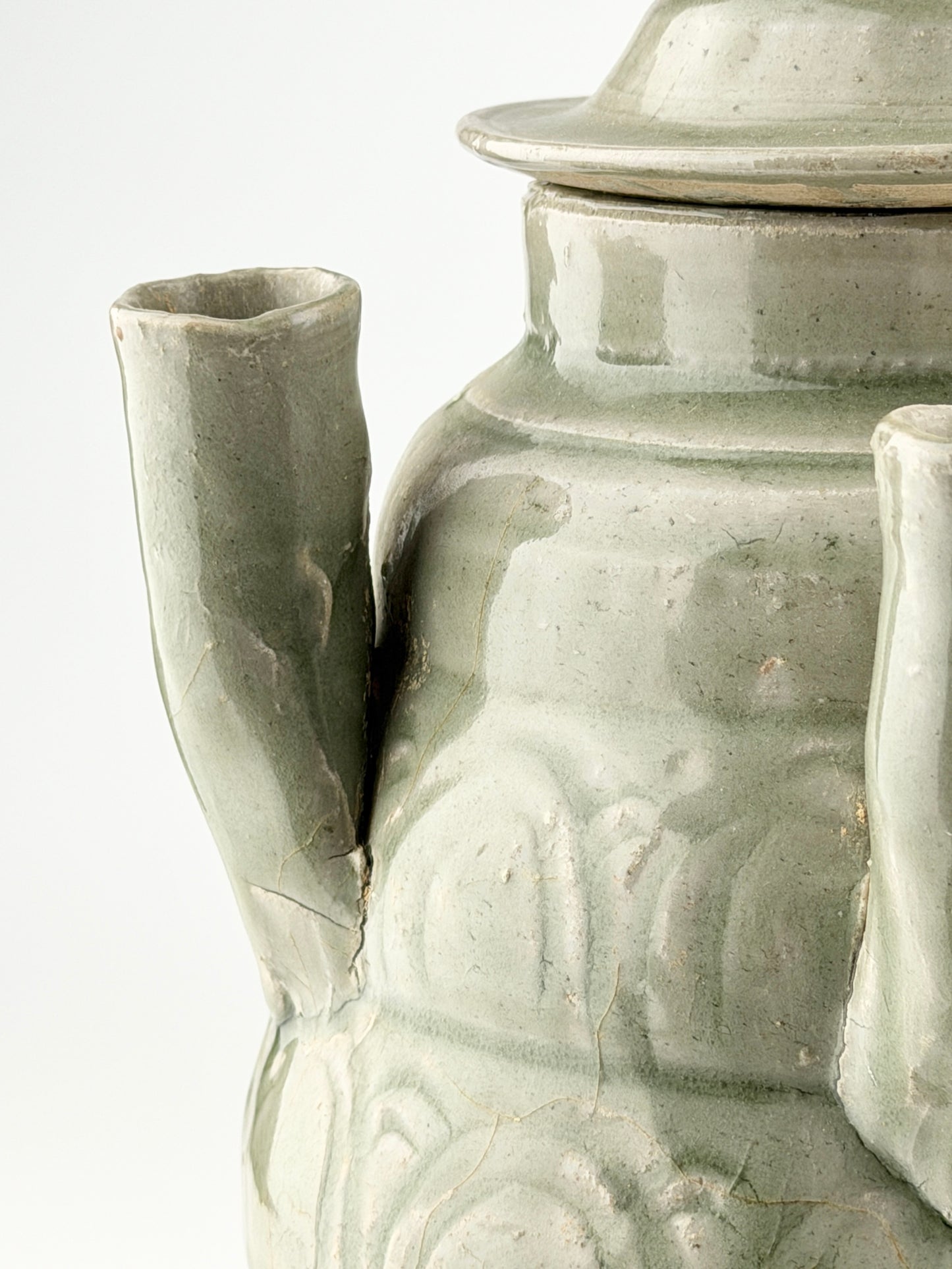 Longquan Celadon Five-Spouted Jar, Five Dynasties/Song Dynasty