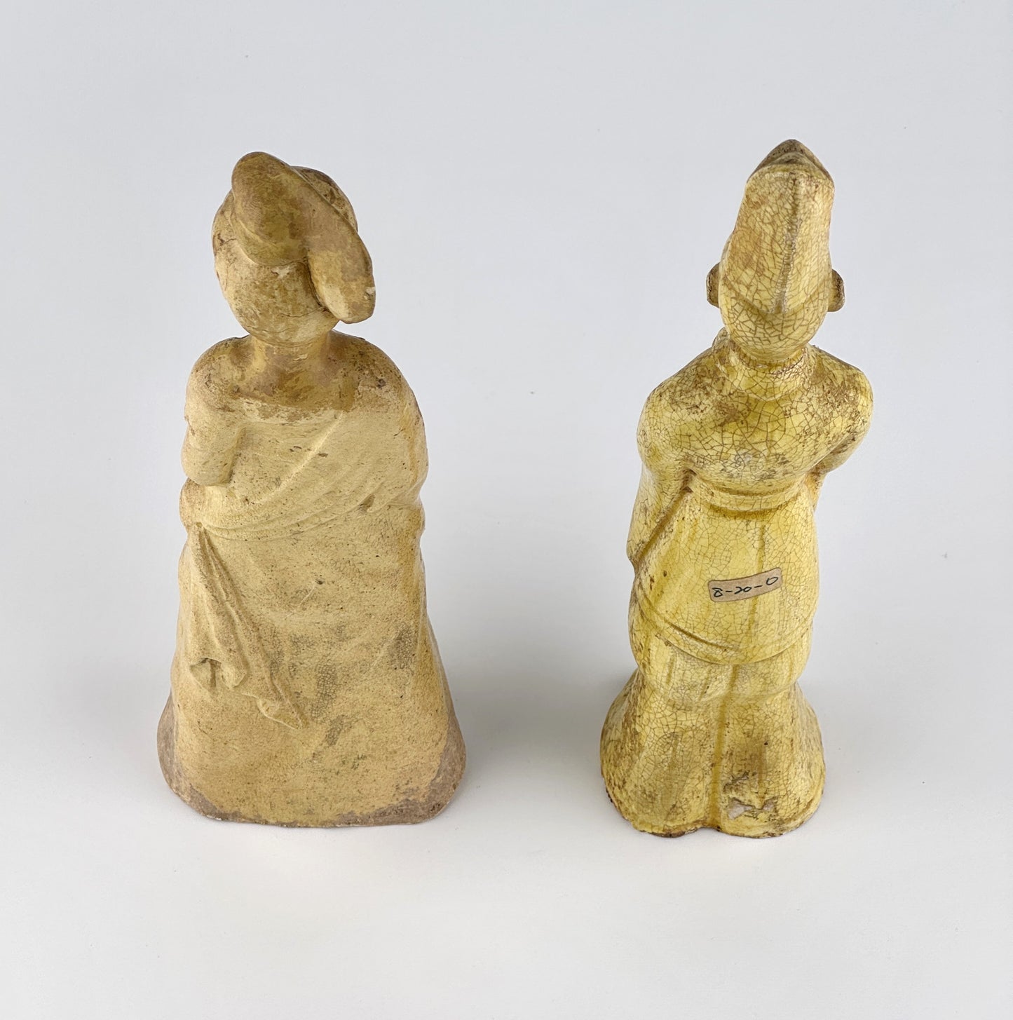 Two Straw-Glazed Pottery Figures of Court, Sui-Tang dynasty