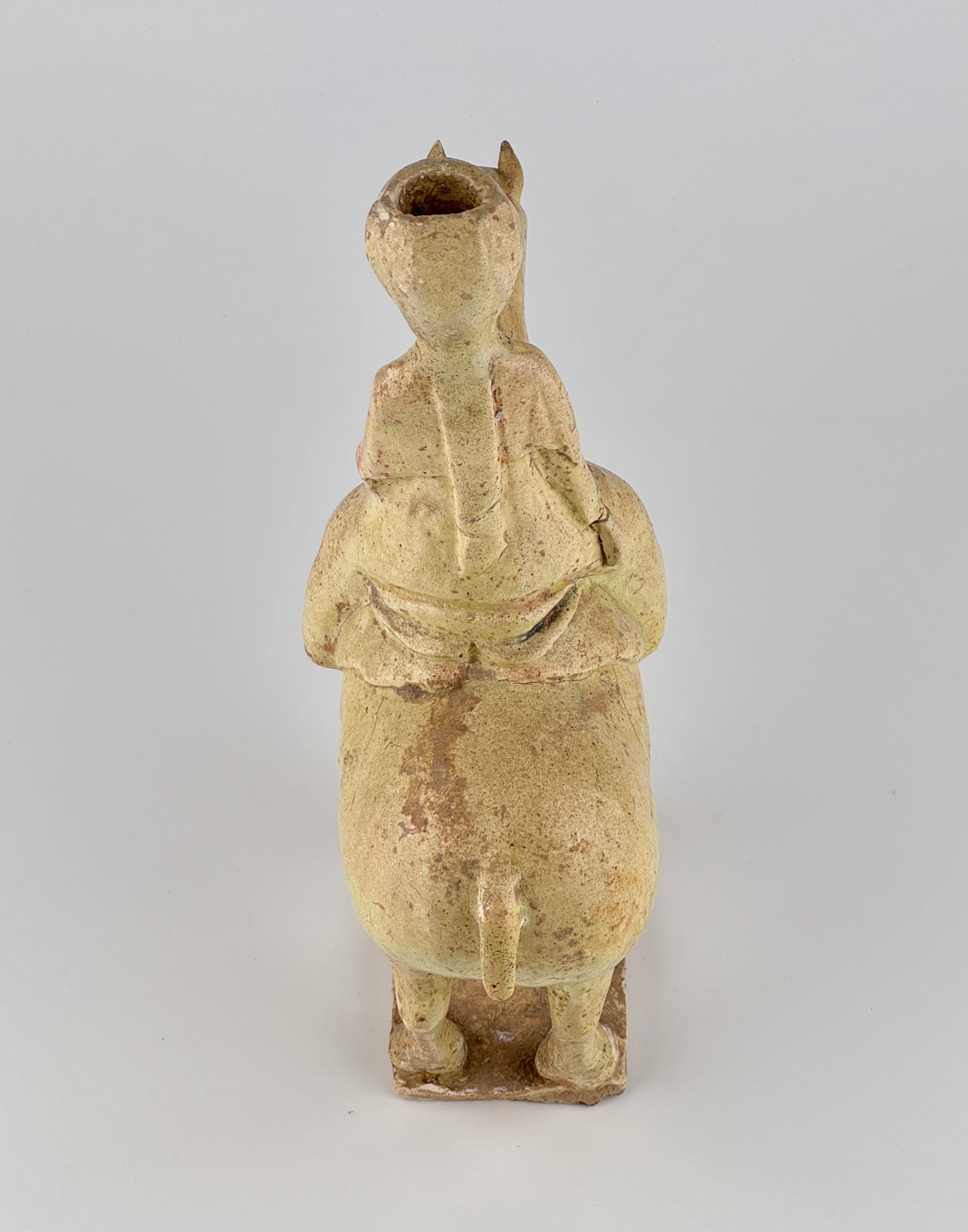 Straw-Glazed Pottery Figure of a man on Horseback, Sui to Tang Dynasty