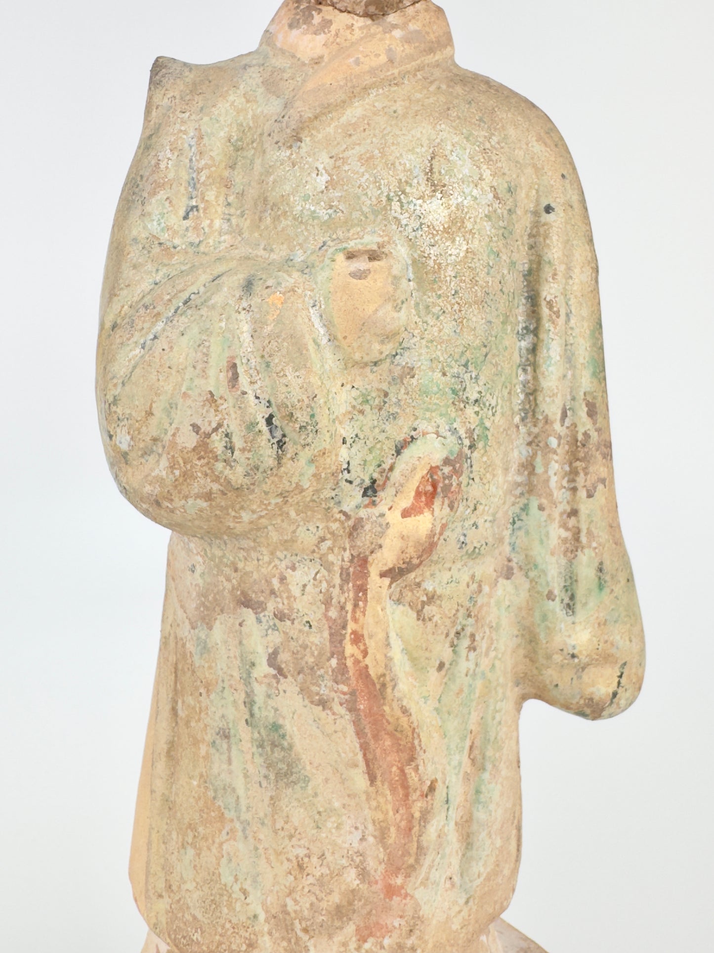 Standing Green Glazed Pottery Attendant Figure