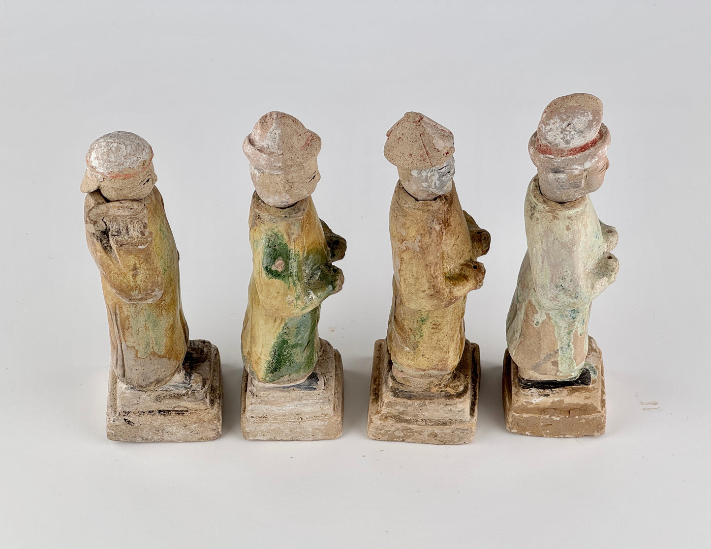 Standing Green Glazed Pottery Attendant Figures, Ming Period