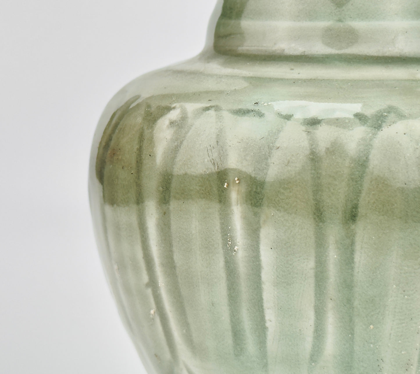 Carved 'Longquan' Celadon-glazed Funerary vase and cover, Song dynasty