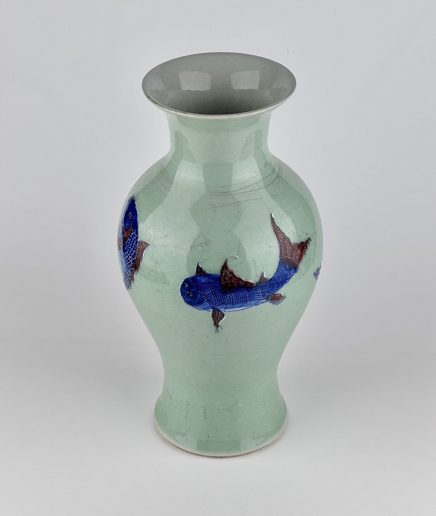 Underglaze Blue and Copper Red Yuhuchunping, Late Qing Period