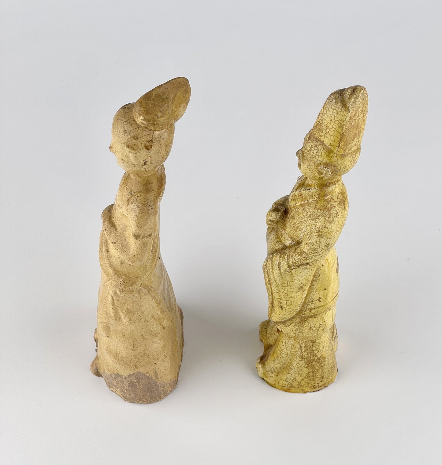 Two Straw-Glazed Pottery Figures of Court, Sui-Tang dynasty