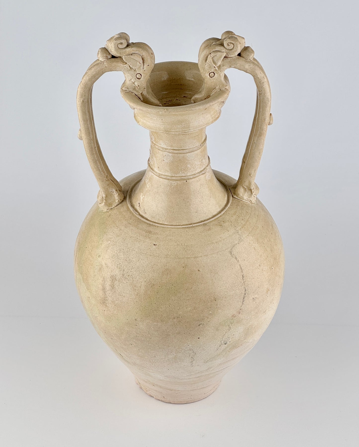 A Large and Rare Straw-Glazed Pottery Amphora, Tang Dynasty