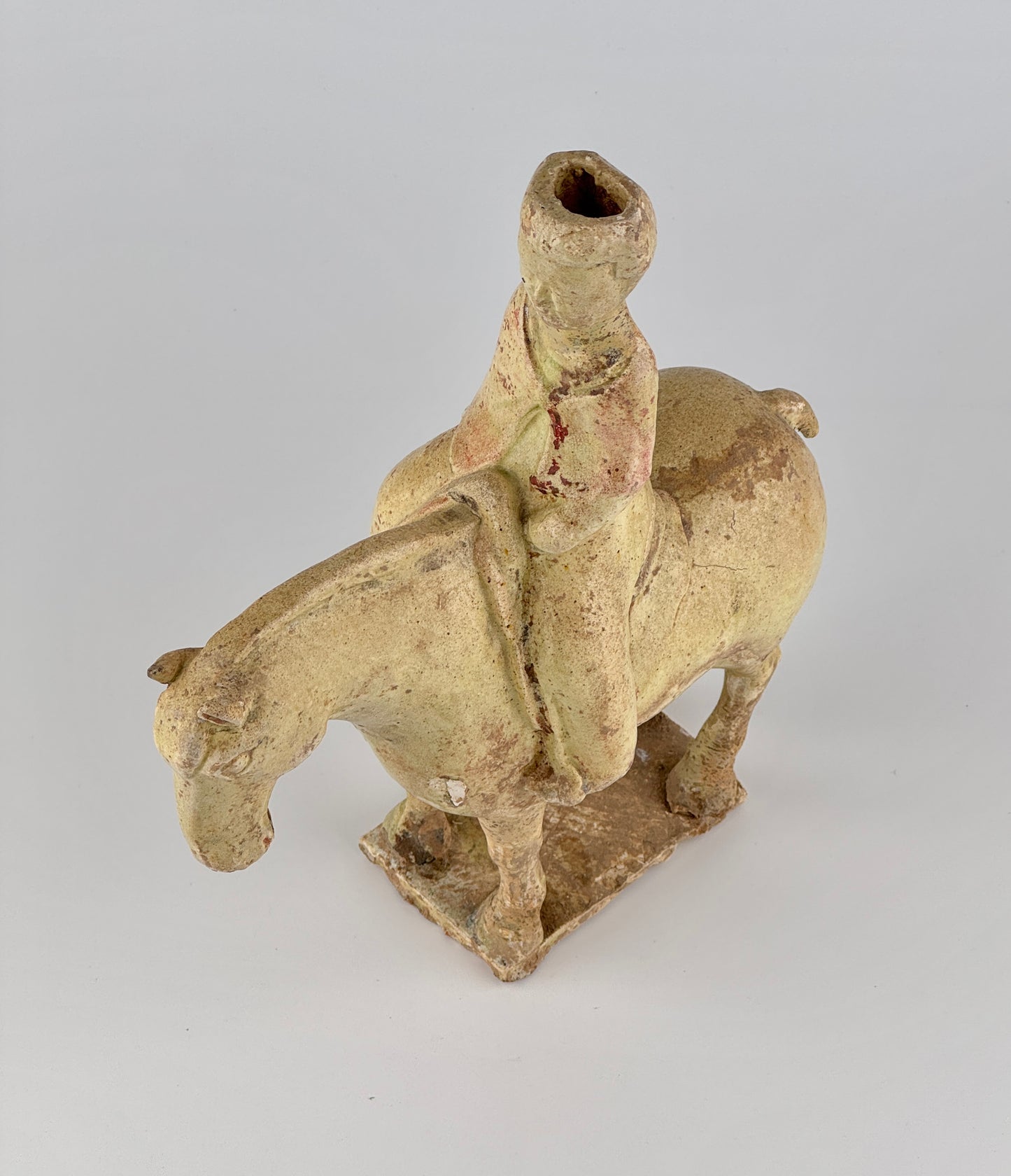 Straw-Glazed Pottery Figure of a man on Horseback, Sui to Tang Dynasty