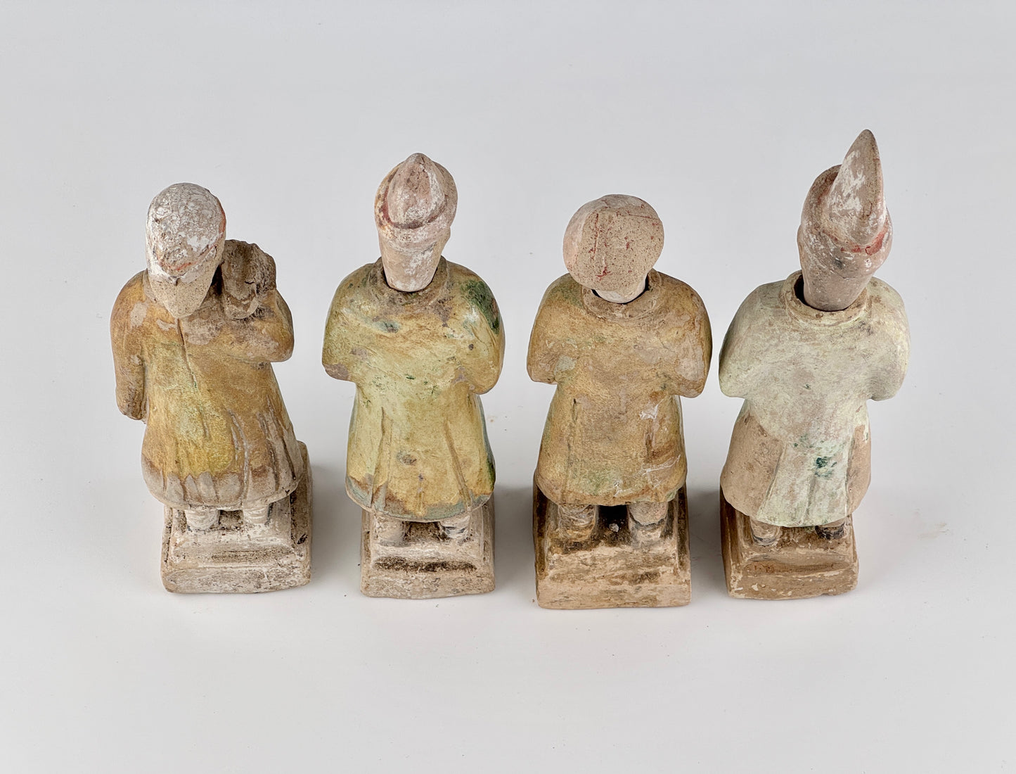 Standing Green Glazed Pottery Attendant Figures, Ming Period