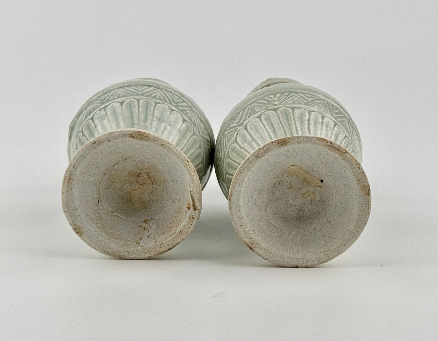 Two white ware vases with flower design, Yuan Dynasty, 14th century