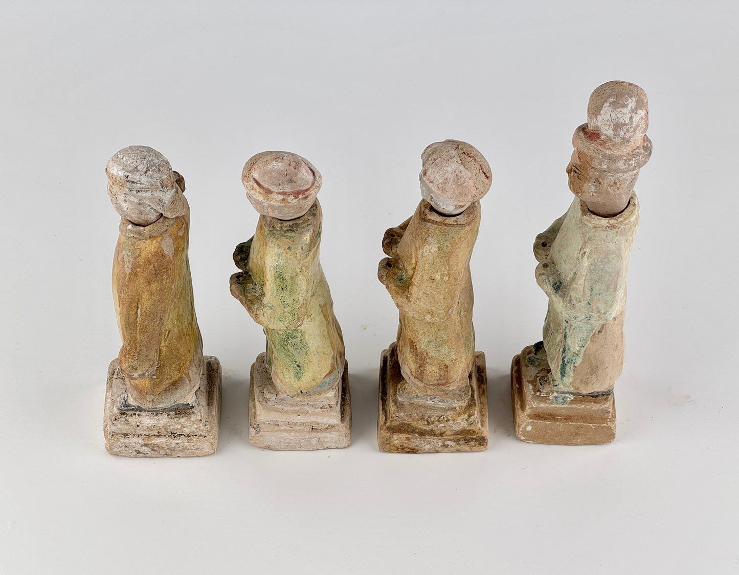 Standing Green Glazed Pottery Attendant Figures, Ming Period