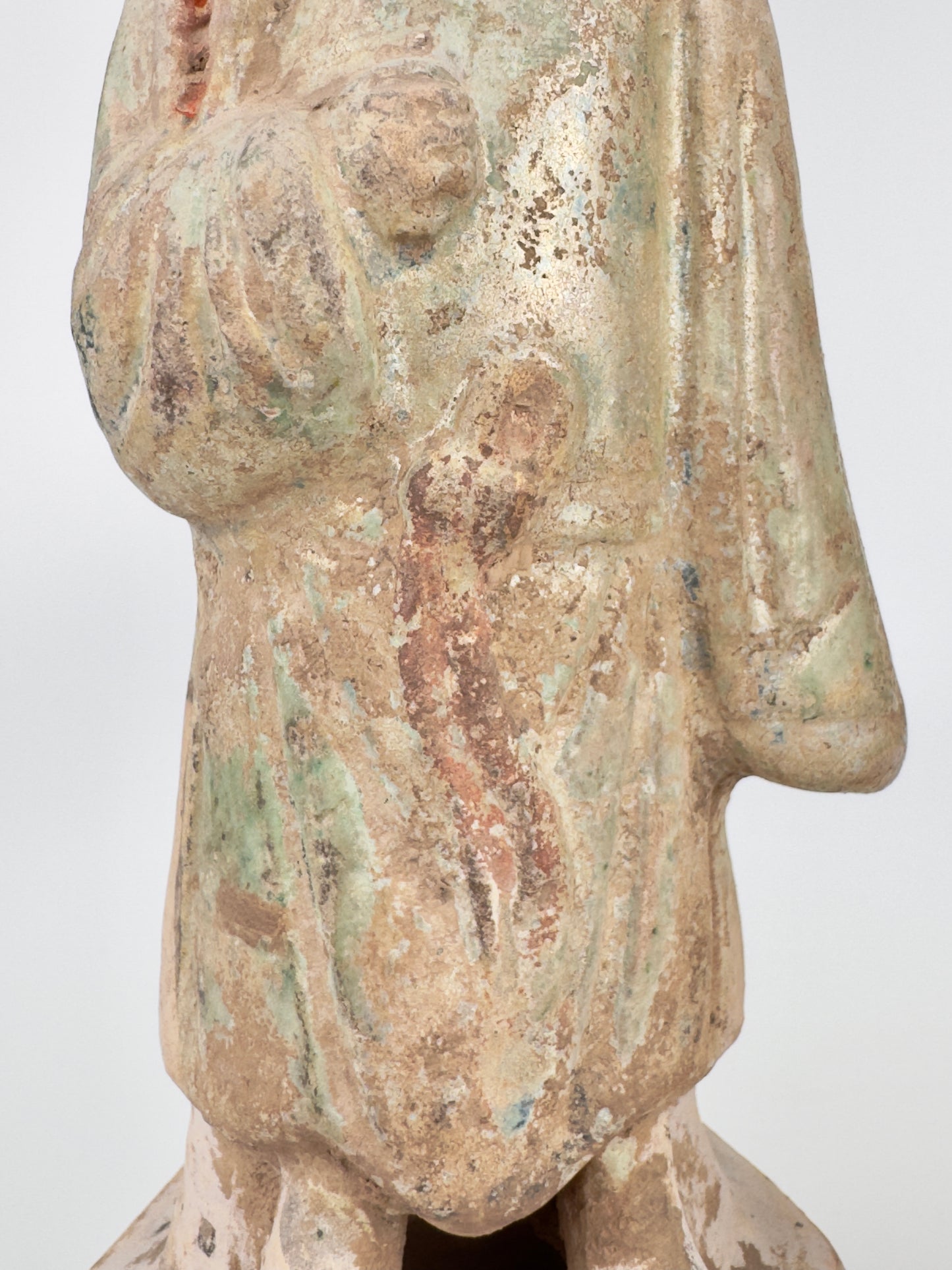 Standing Green Glazed Pottery Attendant Figure