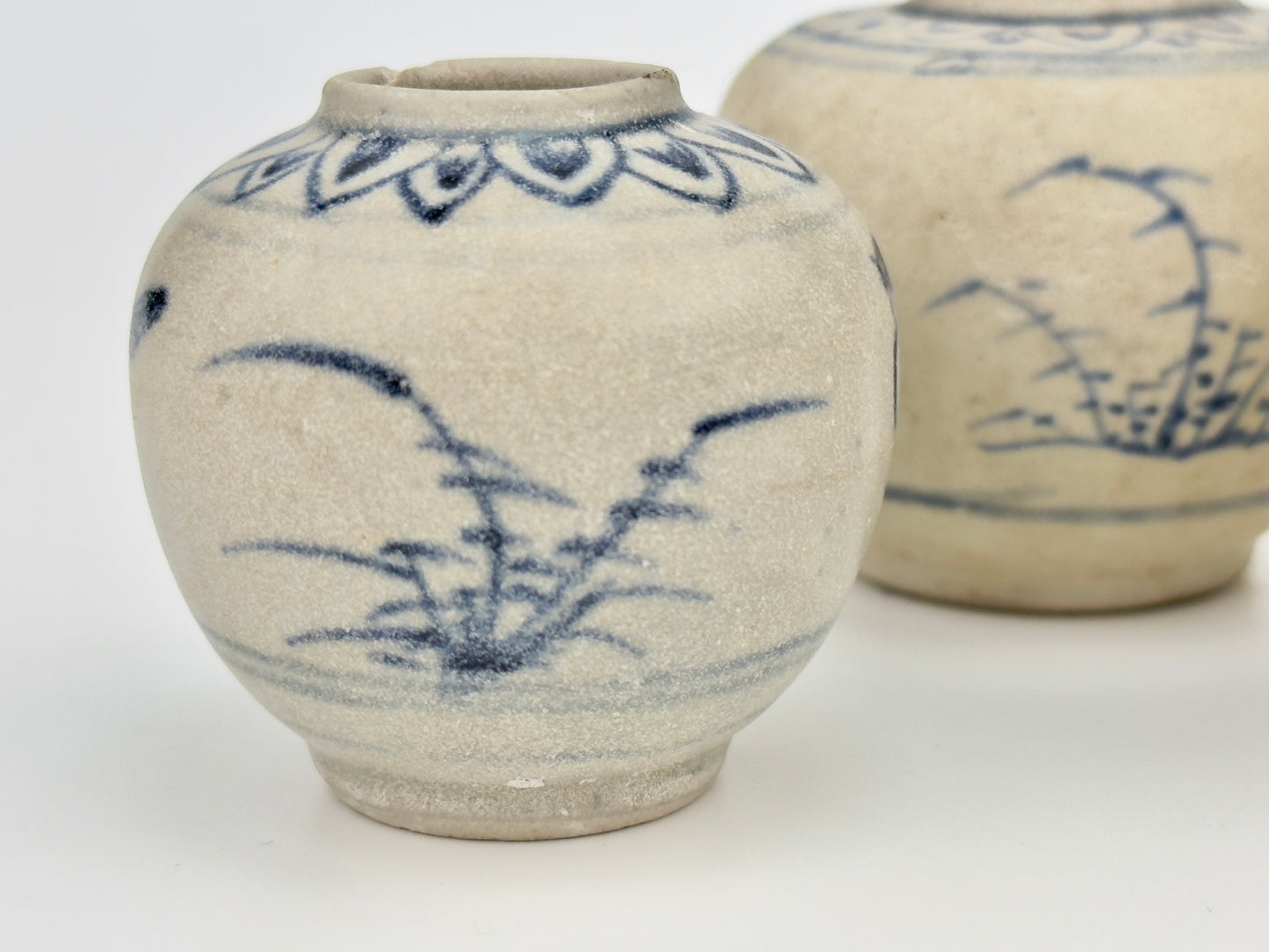 Three Annamese Small Jars with bird design, 15th century, Le Dynasty