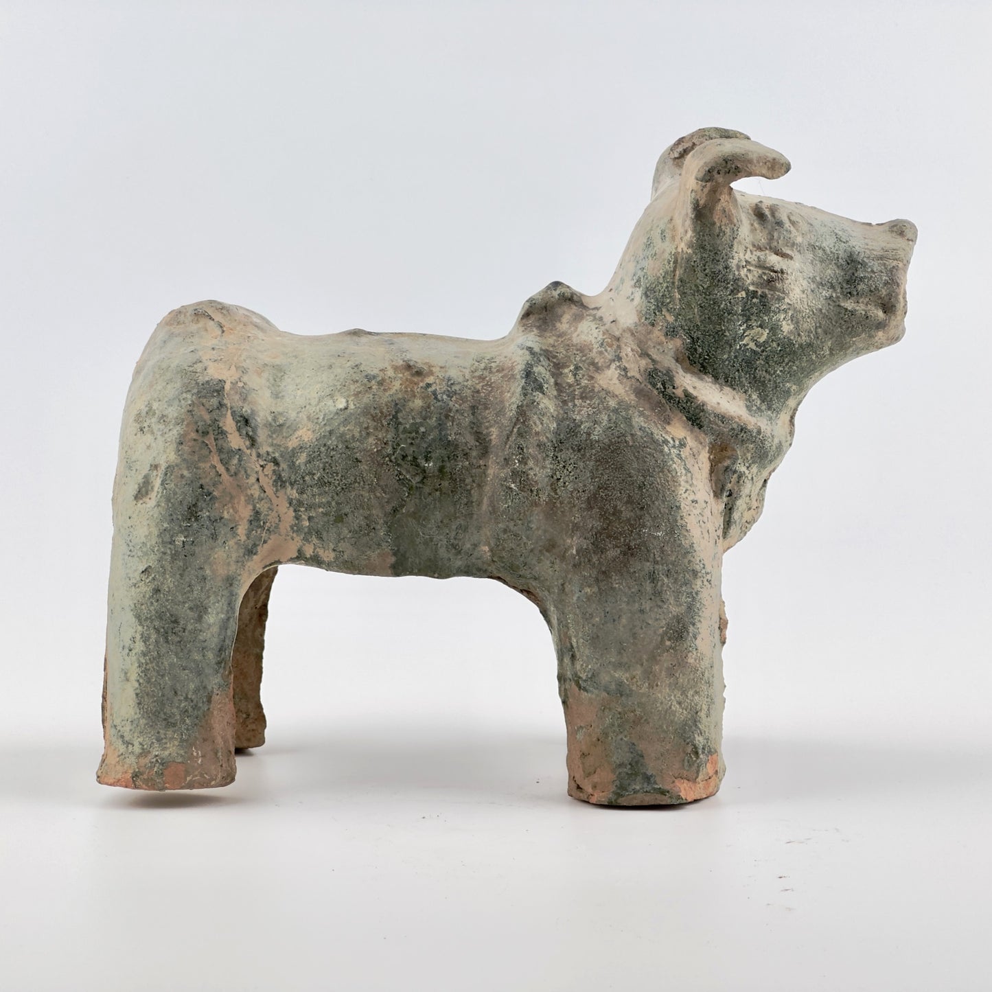 Green Glazed Red Pottery Figure of Dog, Han dynasty (206 BC-220 AD)