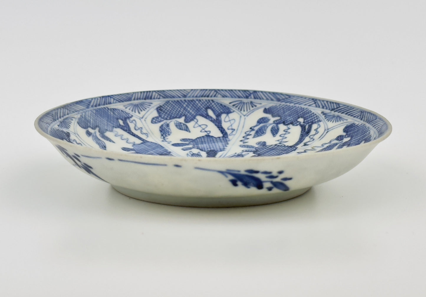 Blue and White Mid-Size Saucer, Qing Dynasty, Kangxi Era, Circa 1690