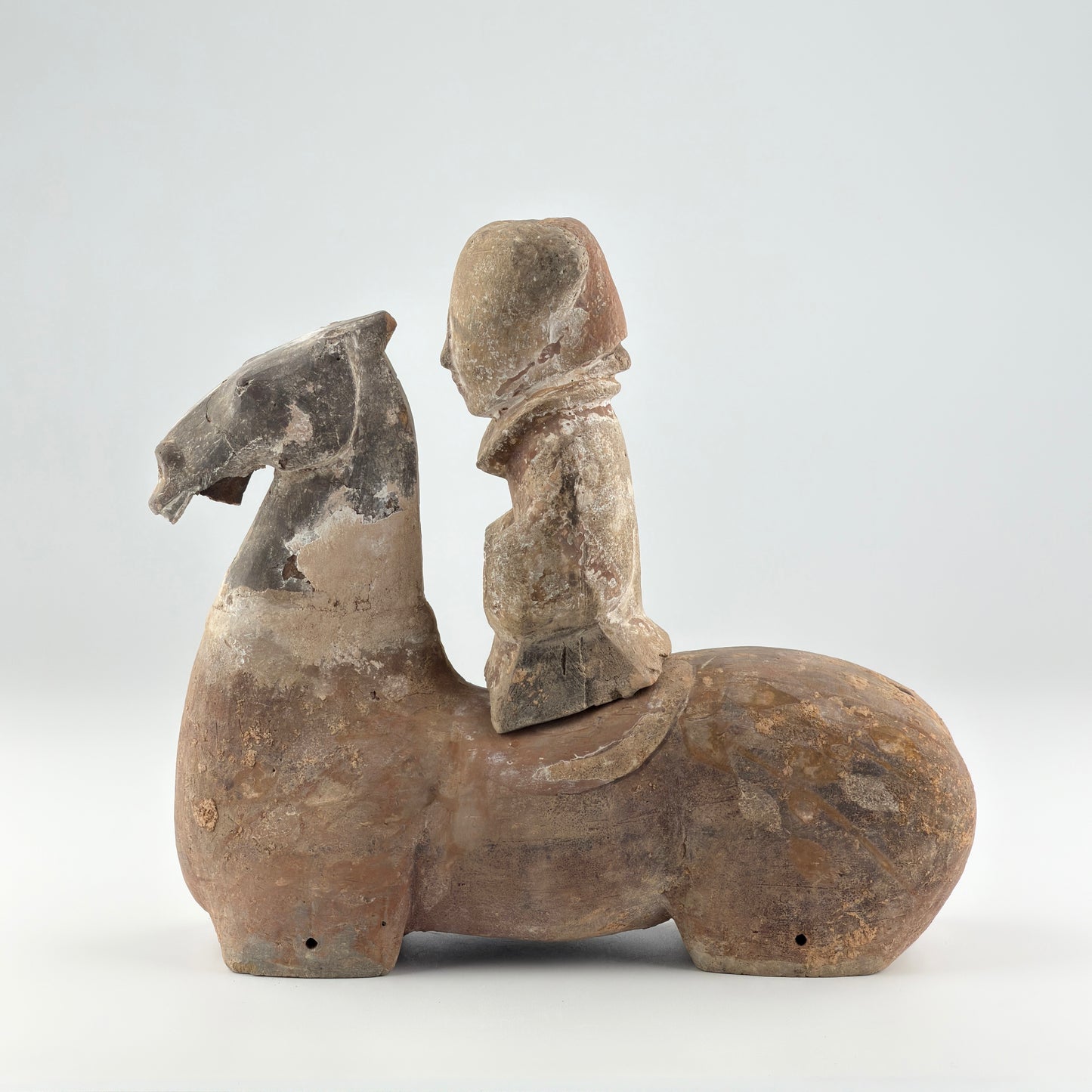 Pottery Figure of a Mounted Soldier and Horse