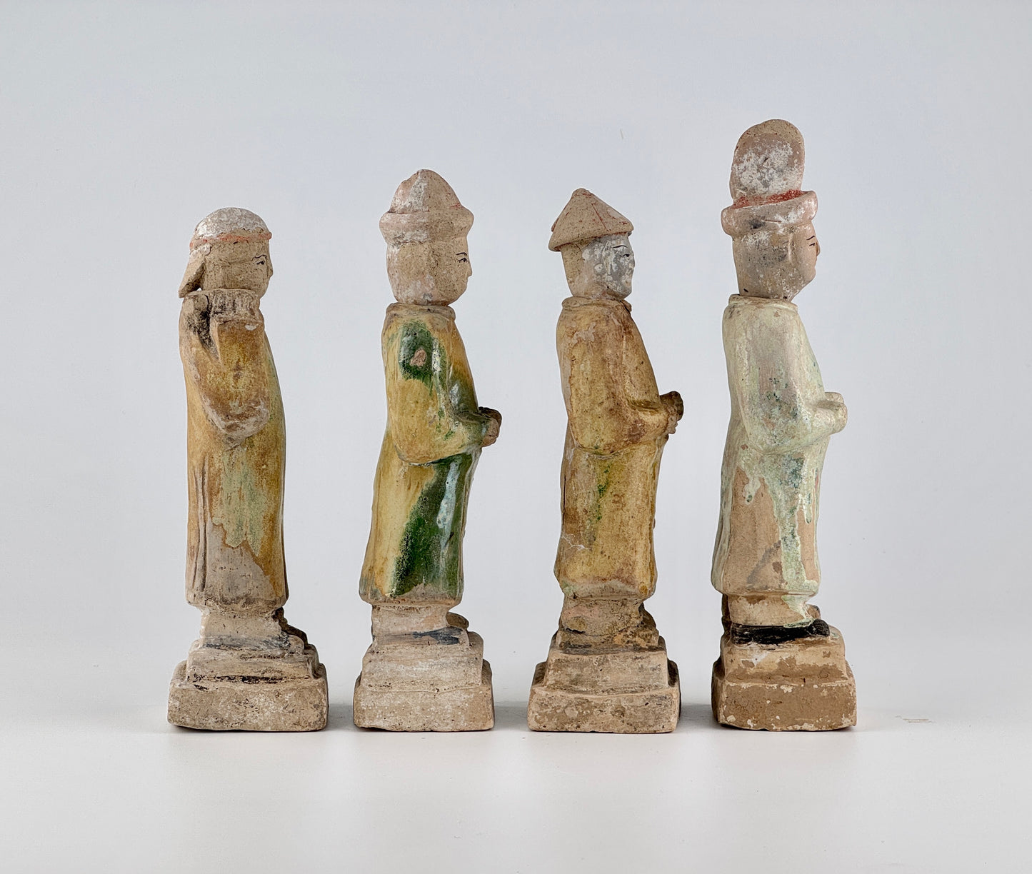 Standing Green Glazed Pottery Attendant Figures, Ming Period