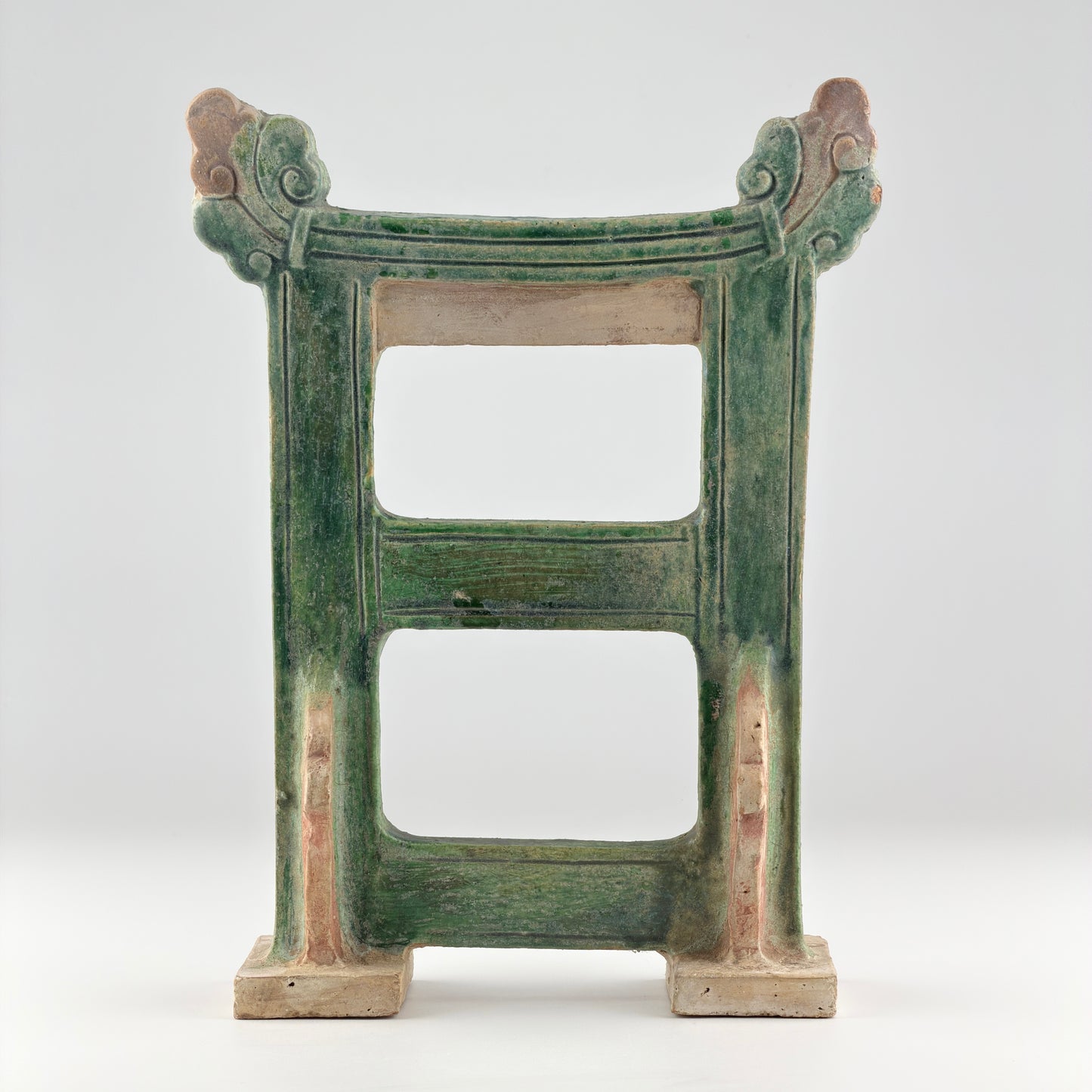 Green Glazed Standing Gate on Plinth with Finials, Ming Dynasty