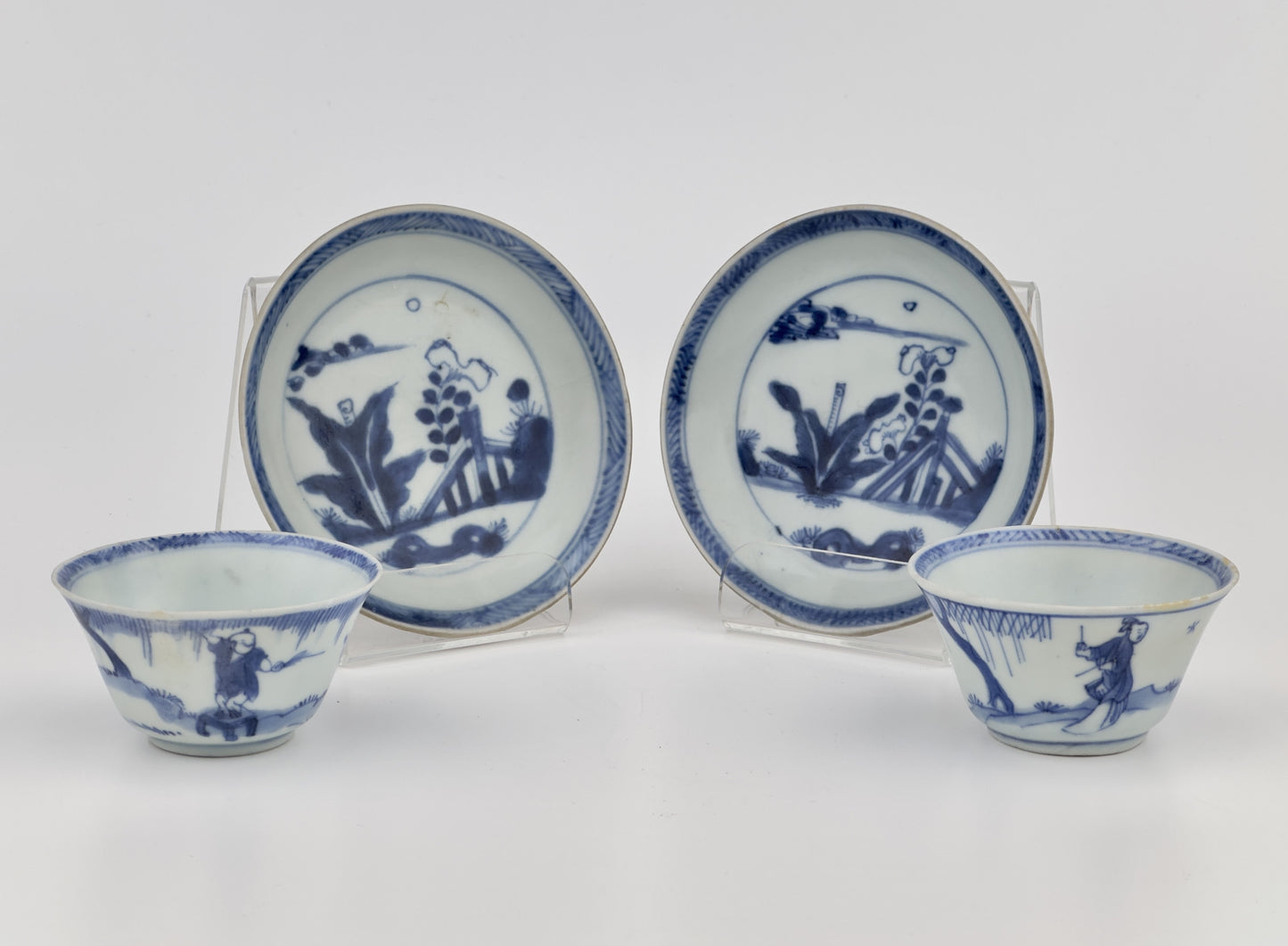 BLUE AND WHITE GARDEN PATTERN TEA SET C 1725, QING DYNASTY, YONGZHENG REIGN