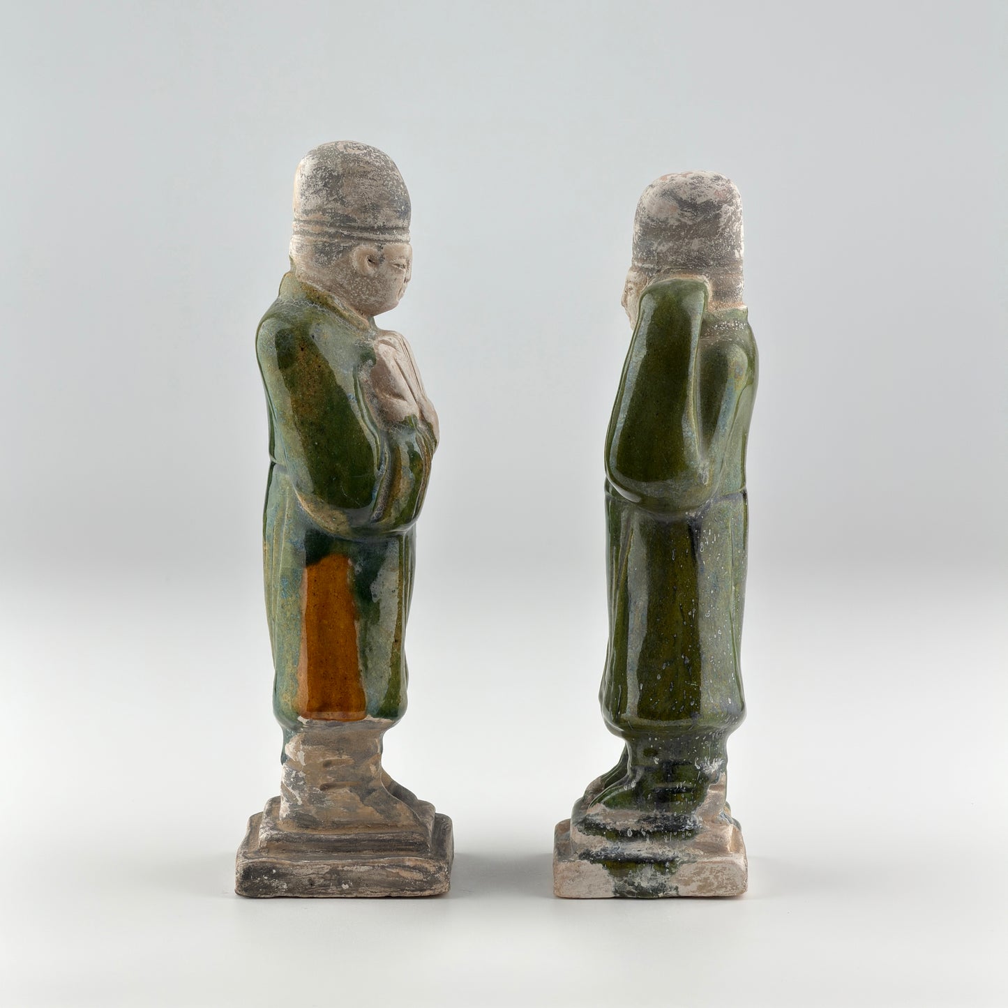 Two Green Glazed Court Figures, Ming Period