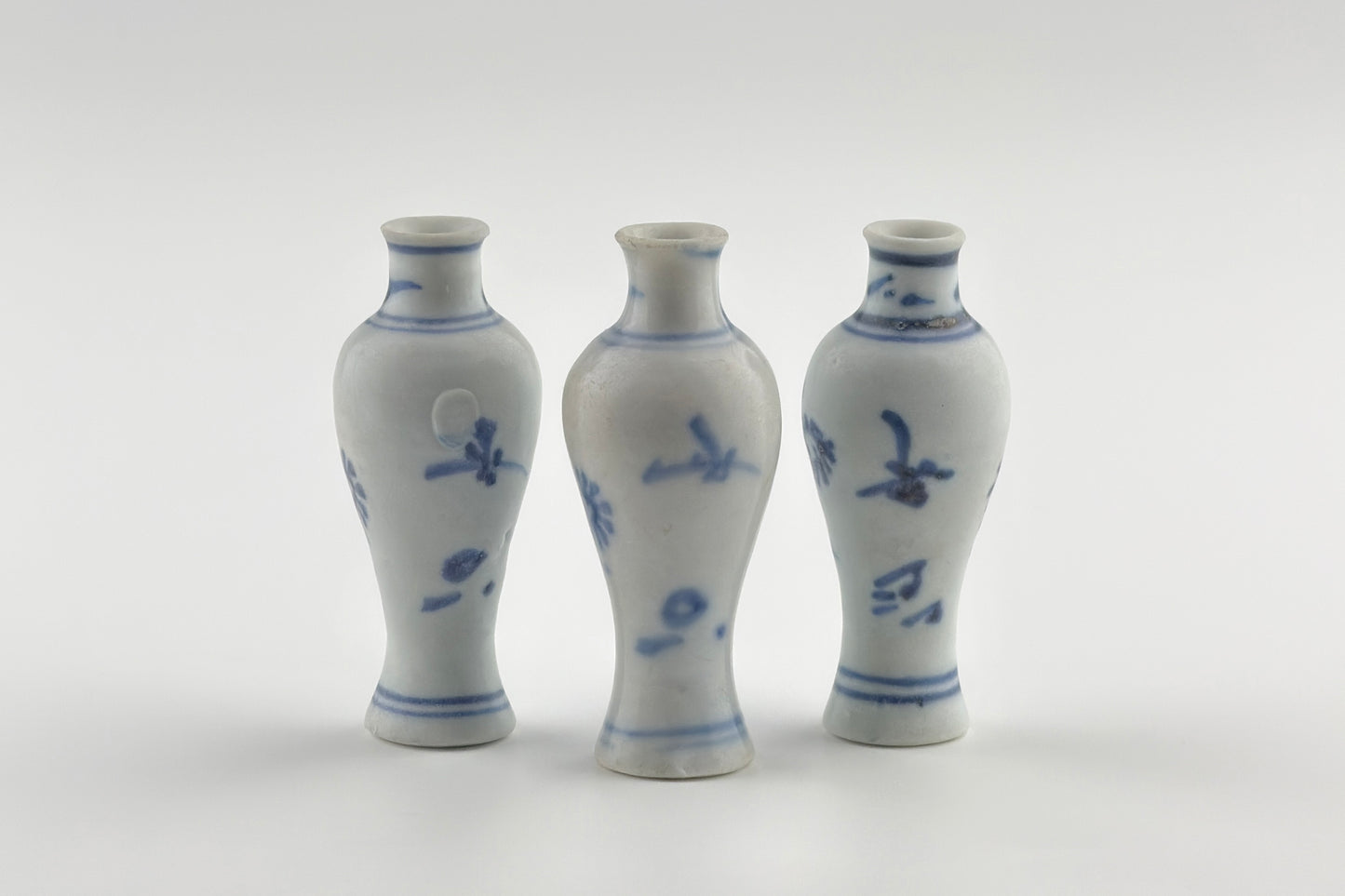 Three Blue and White Miniature Vases, C 1725, Qing Dynasty, Yongzheng Era