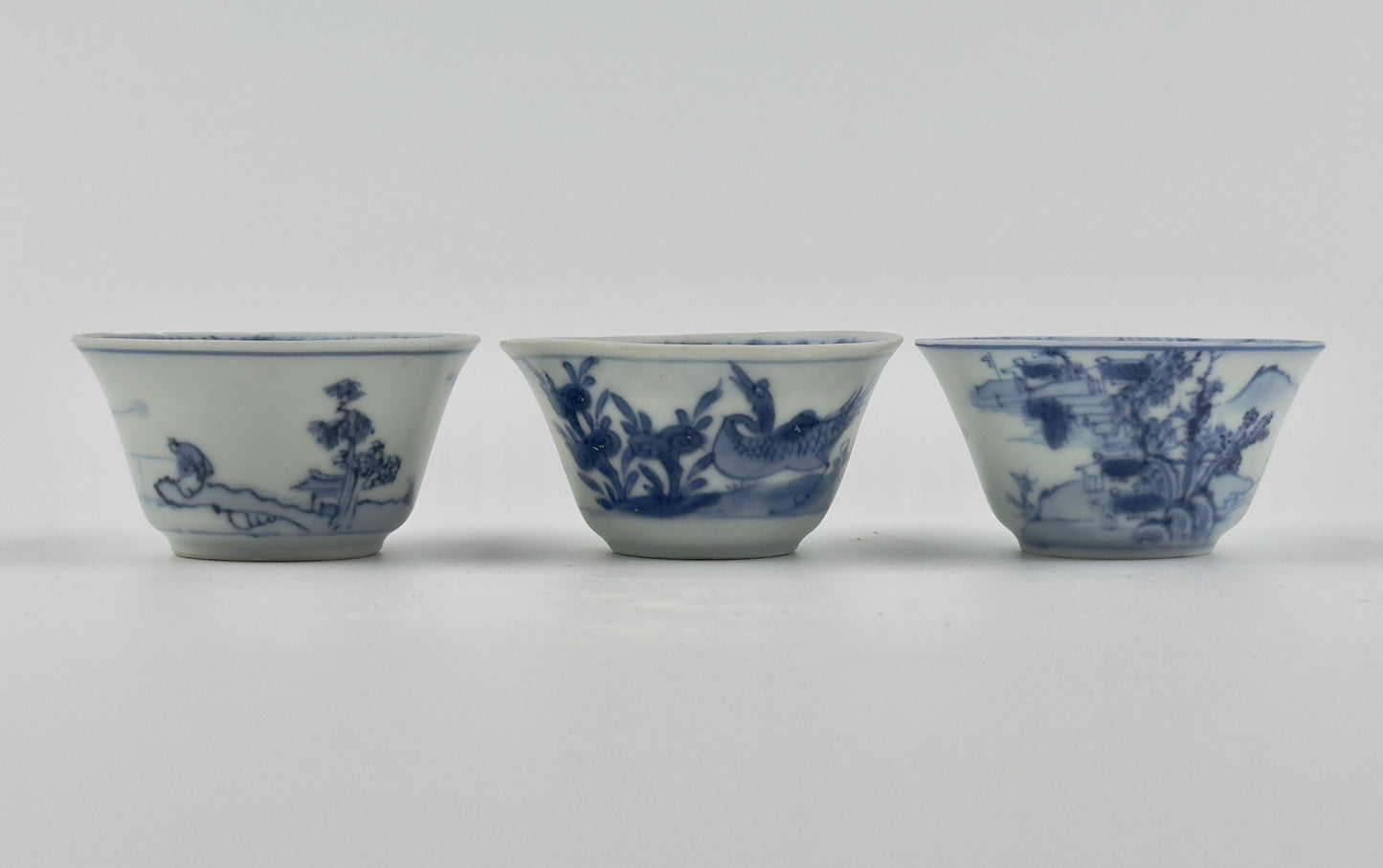 Three Chinoiserie Teabowl Set Circa 1725, Qing Dynasty, Yongzheng Reign