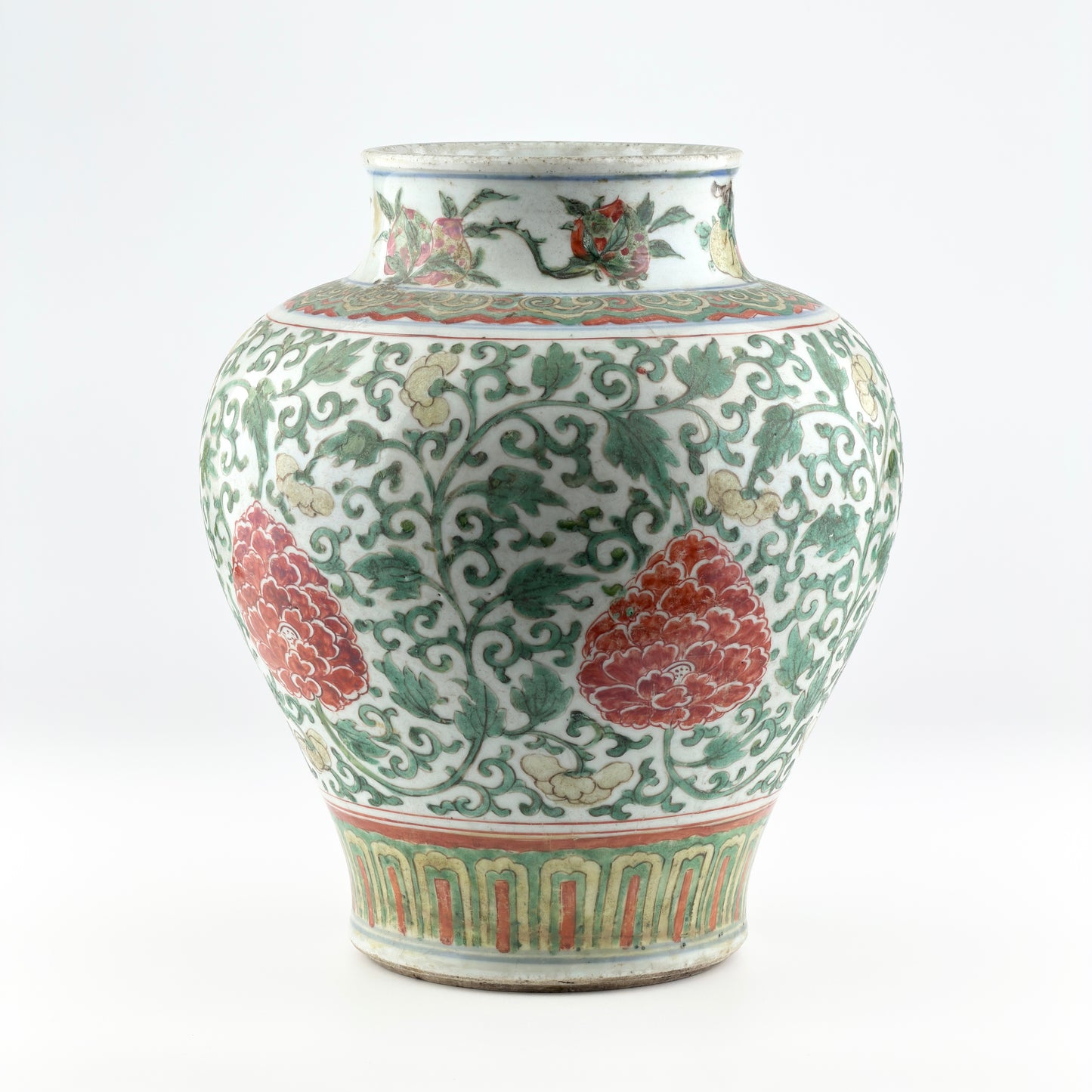 A Wucai 'Peony' Vase Transitional Period, 17th century, Transitional period(Ming Dynasty)